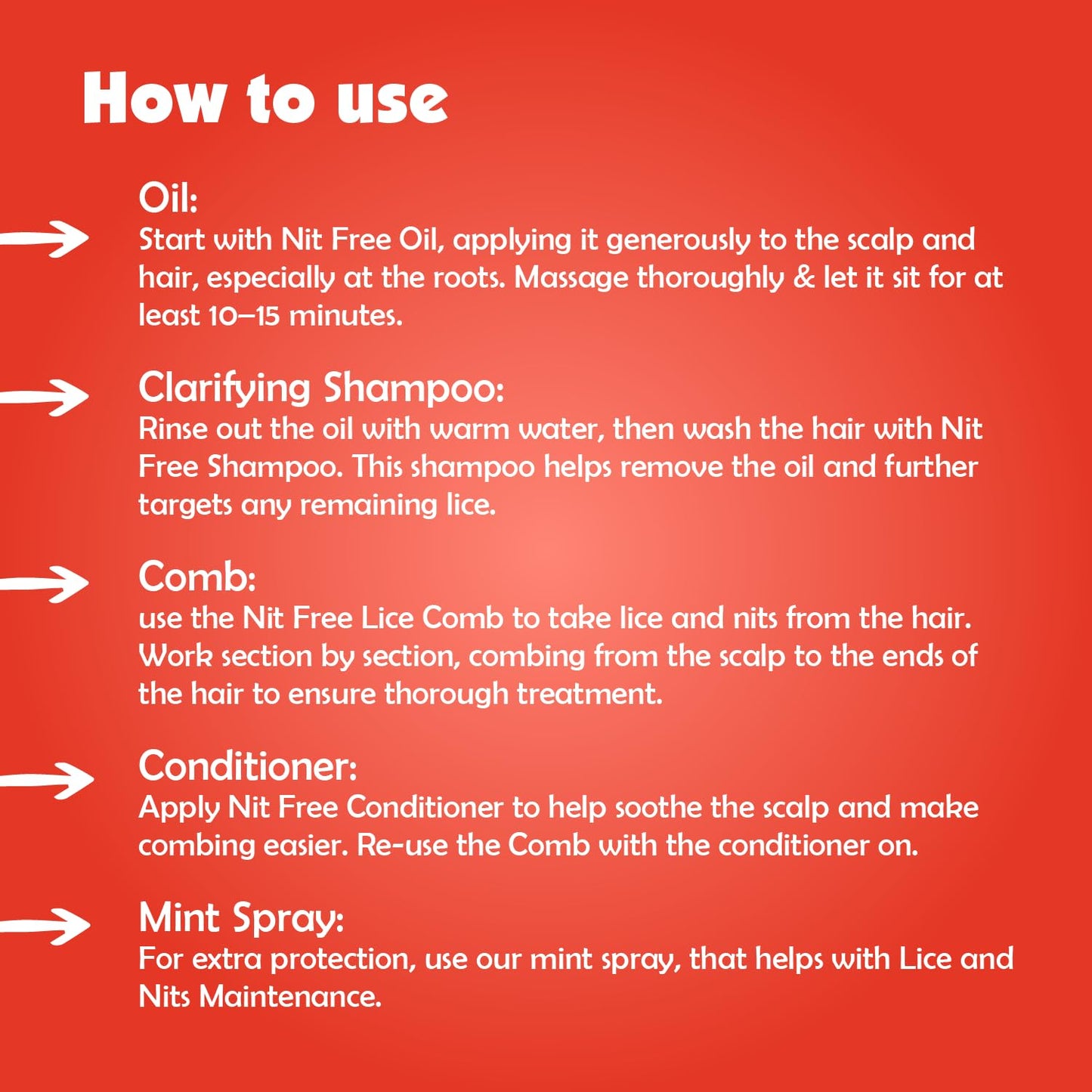 Nit Free Ultimate Care Kit - Includes Comb, Oil Treatment, Clarifying Shampoo, Conditioner & Mint Spray 8oz Bottles