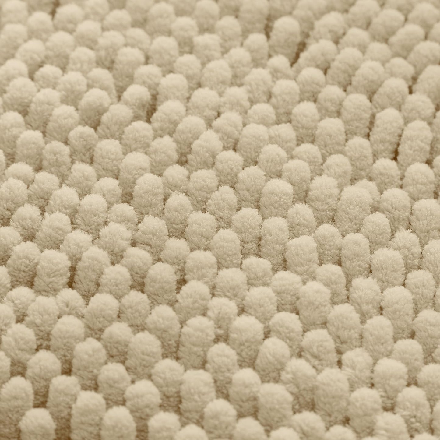 HOMEIDEAS 3 Pieces Bathroom Rugs, Ultra Soft Non Slip Absorbent Chenille Toilet Bath Mat Set (Beige)