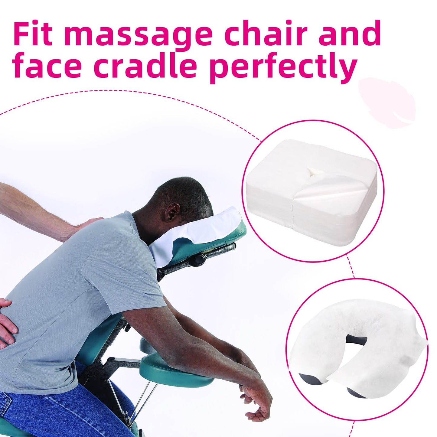 INNOVIO 500 Count Disposable Face Cradle Covers, Medical-Grade, Luxurious, Soft Nonwoven Face Cradle Cover for Massage Table & Chair, Disposable Headrest Covers 16''*12'', White