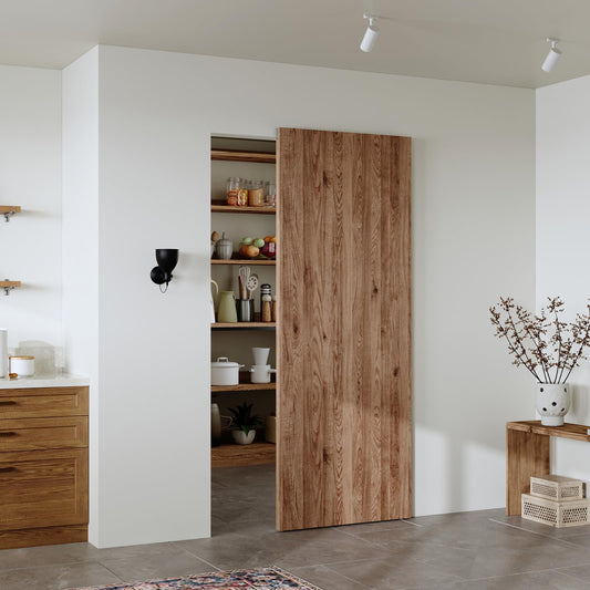 CEAKIAN 32" Concealed Sliding Barn Door Hardware Kit with Soft Close Mechanism for 24-28in Passage Opening, Hidden Aluminum Track System, Wall Mount for Interior Wooden Door (NO Door)
