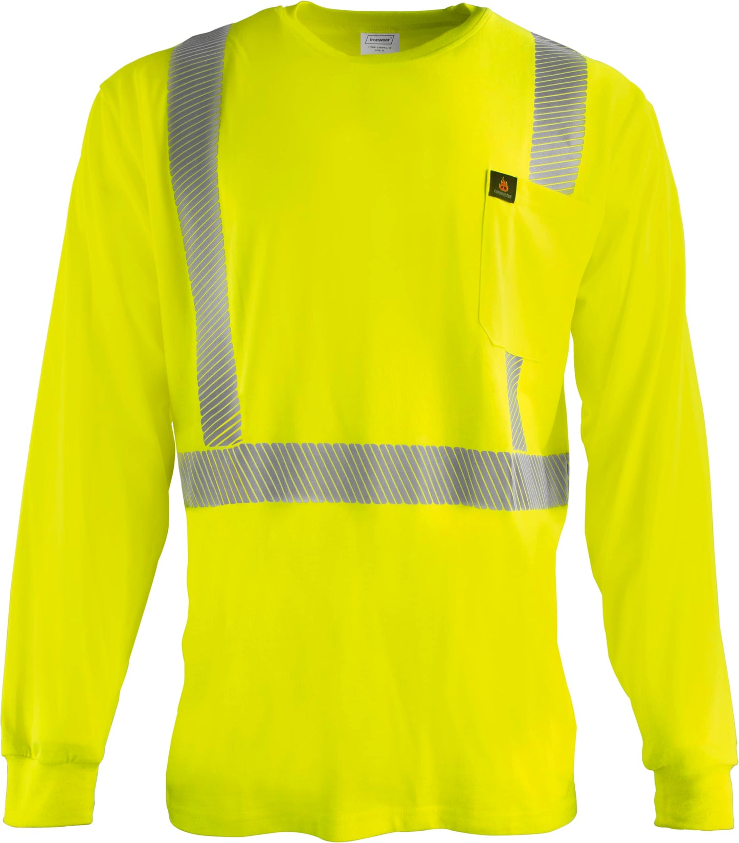 Ironwear 1209FR Flame Retardant Hi-Visibility Long Sleeve T-Shirt | Segmented Reflective Tape | 6 Cal/cm2 | ANSI Class 2