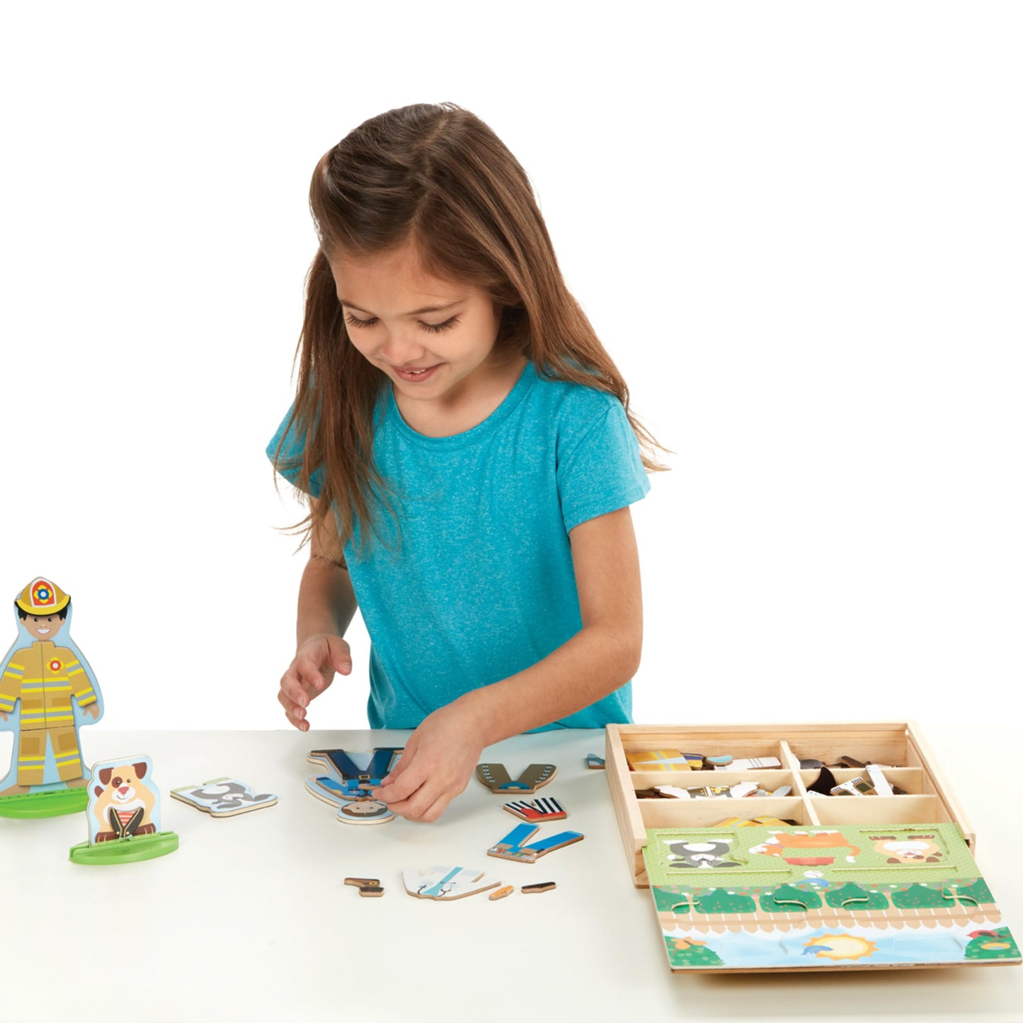 Melissa & Doug Occupations Magnetic Dress-Up Wooden Dolls Pretend Play Set (82 pcs) Pretend Play Magnetic Dress-Up Dolls for Kids