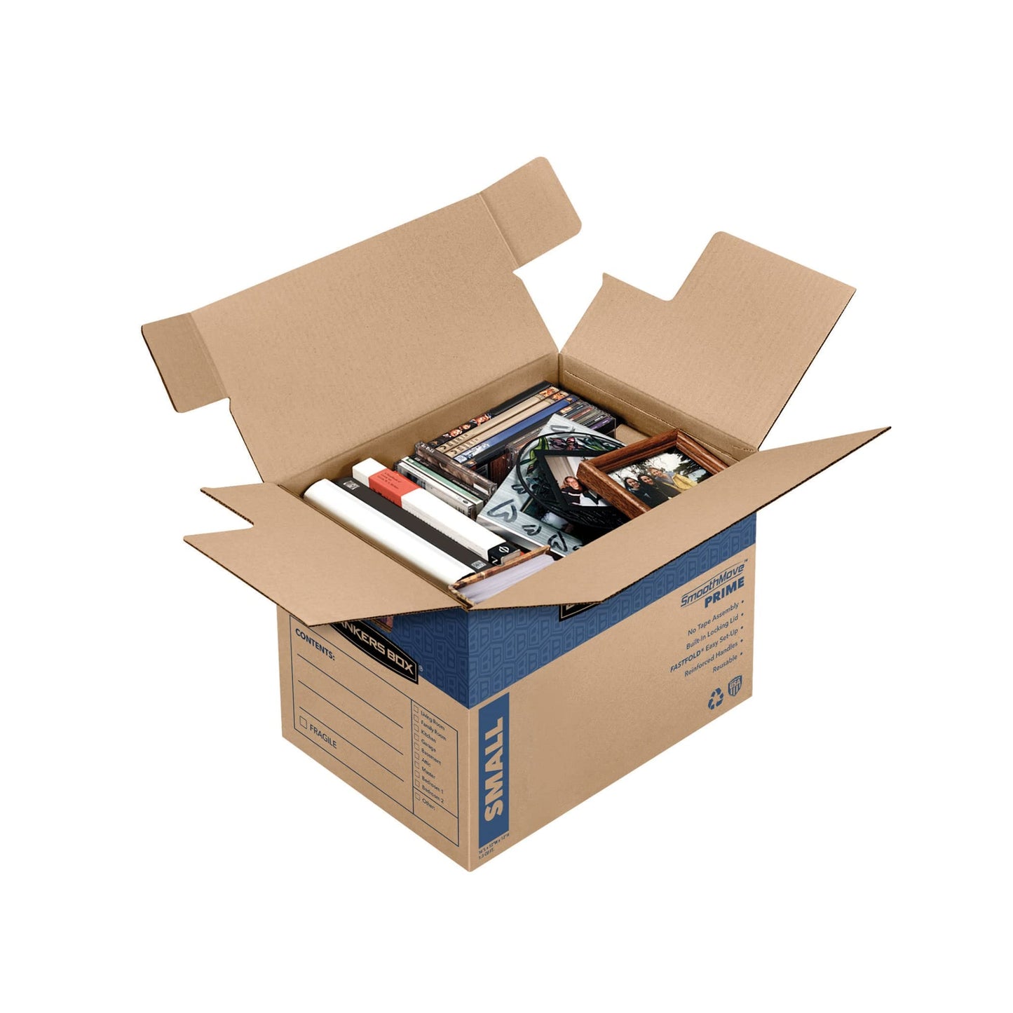 Bankers Box Small Prime Moving Box 10 Pack, Reinforced Handles, Tape-Free Assembly, Attached Lid, 16-in x 12-in x 12-in (0062716)