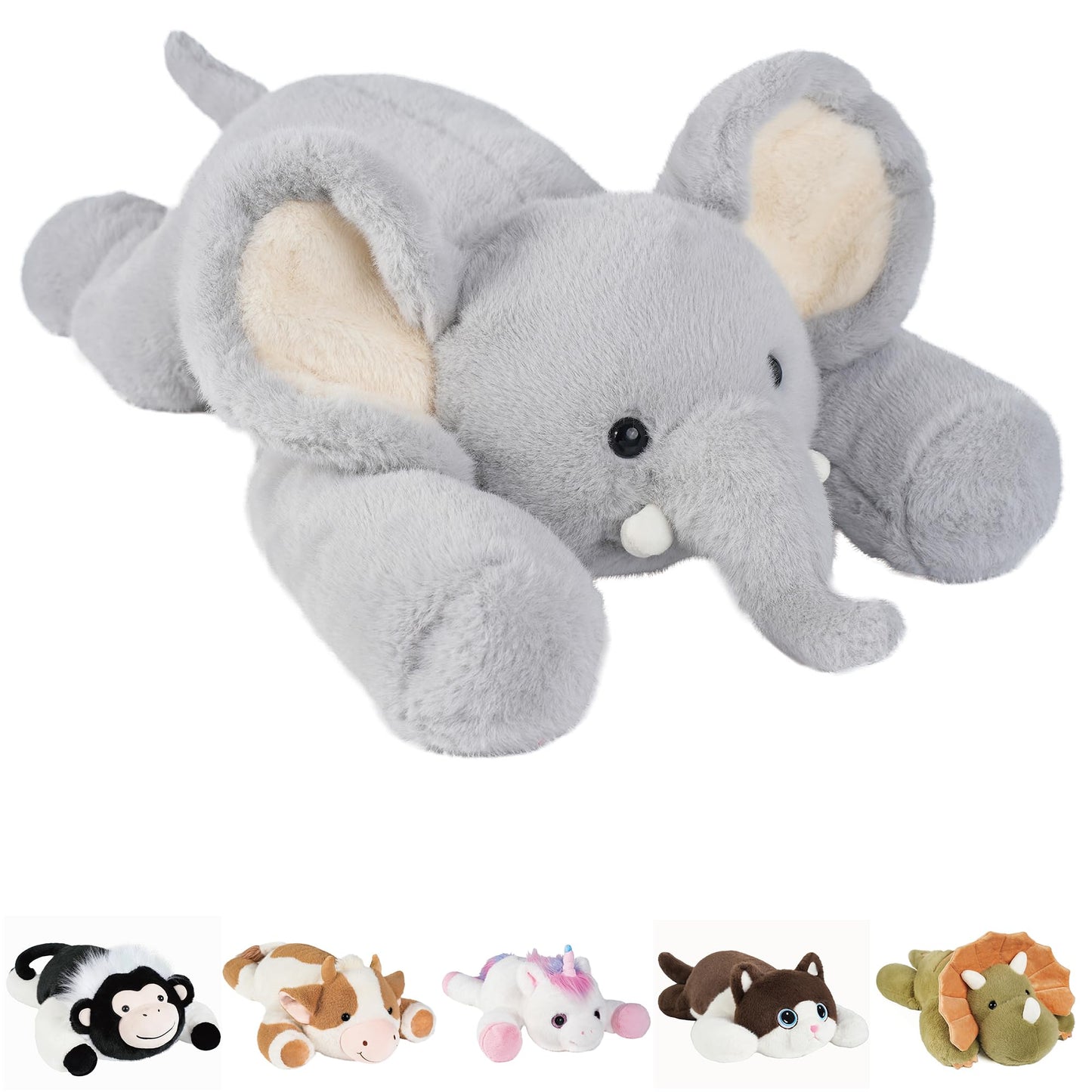 GILFWM Weighted Stuffed Animals Elephant - 25" Big Stuffed Animal Toy Pillow for Kids & Adults, 5 lbs Ultral-Soft Washable Weighted Plush
