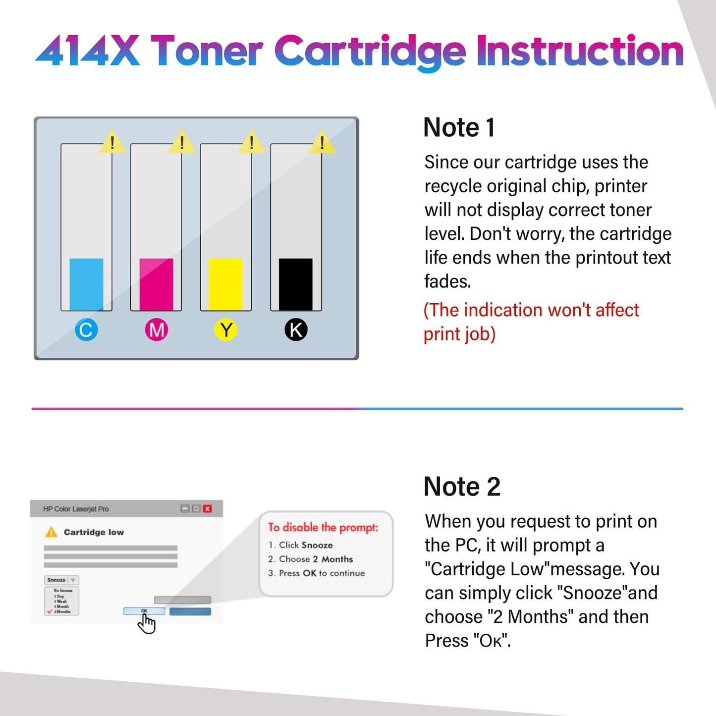ONLYU Compatible Toner Cartridge Replacement for HP 414X 414A for Color Laserjet Pro MFP M479fdw M479fdn M479dw Pro M454dw M454dn M455dn MFP M480f M479 M454 W2020X W2020A Printer Ink (BCMY, 4-Pack)