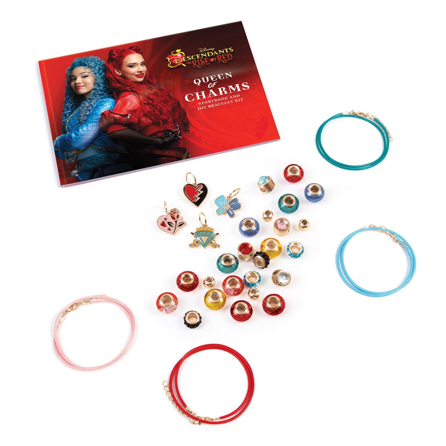 Make It Real: Descendants 4 Rise of Red - Queen of Charms - 34pc DIY Jewelry Kit, Make 4 Character Inspired Bracelets, Disney, Girls & Kids Ages 8+
