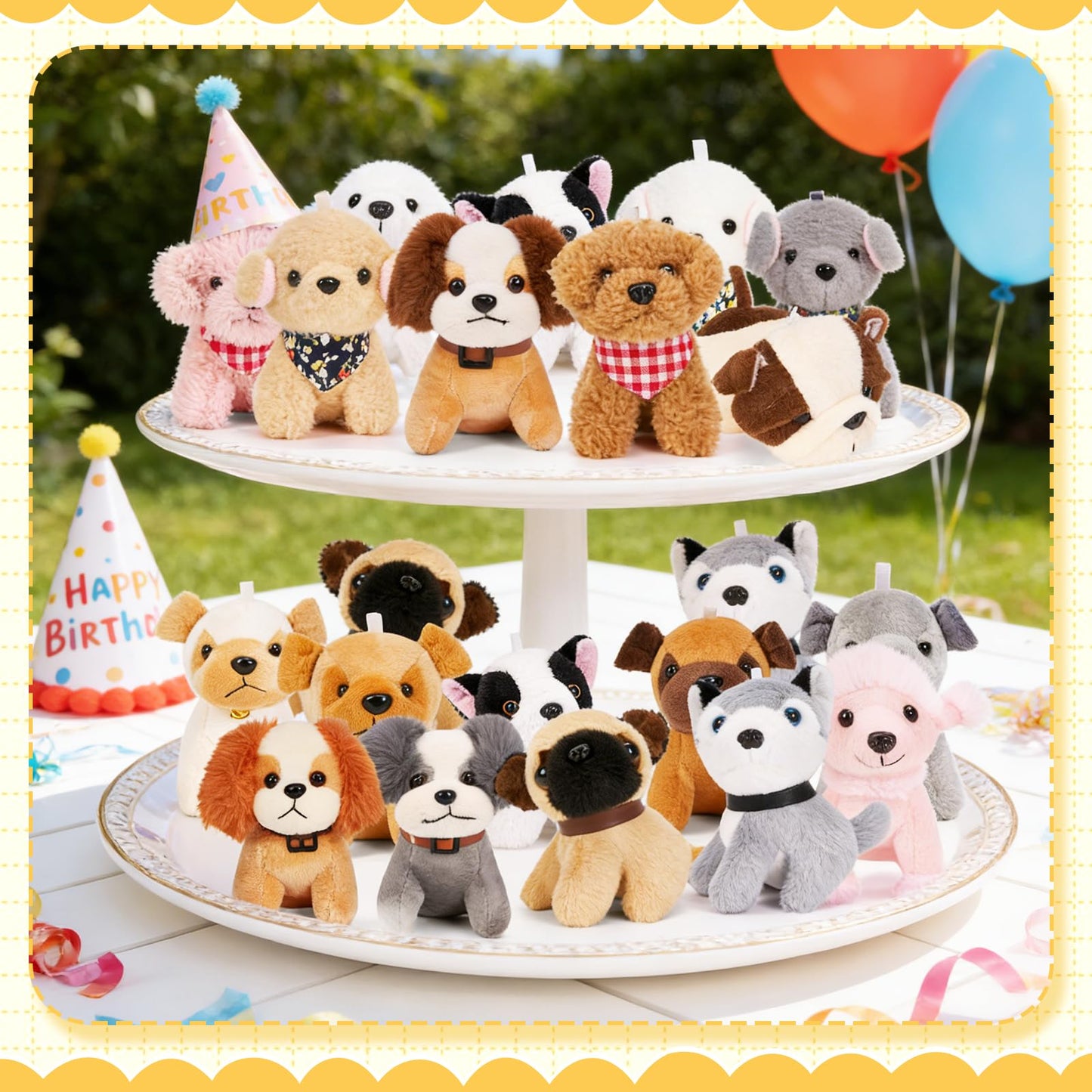Niceup 24PCS Small Stuffed Animals Bulks Adopt a Puppy Party Favors Mini Plush Dog Gift for Kids Classroom Pet Adoption Birthday Party Decoration Toys Goodie Bag Fillers Easter Basket Stuffer