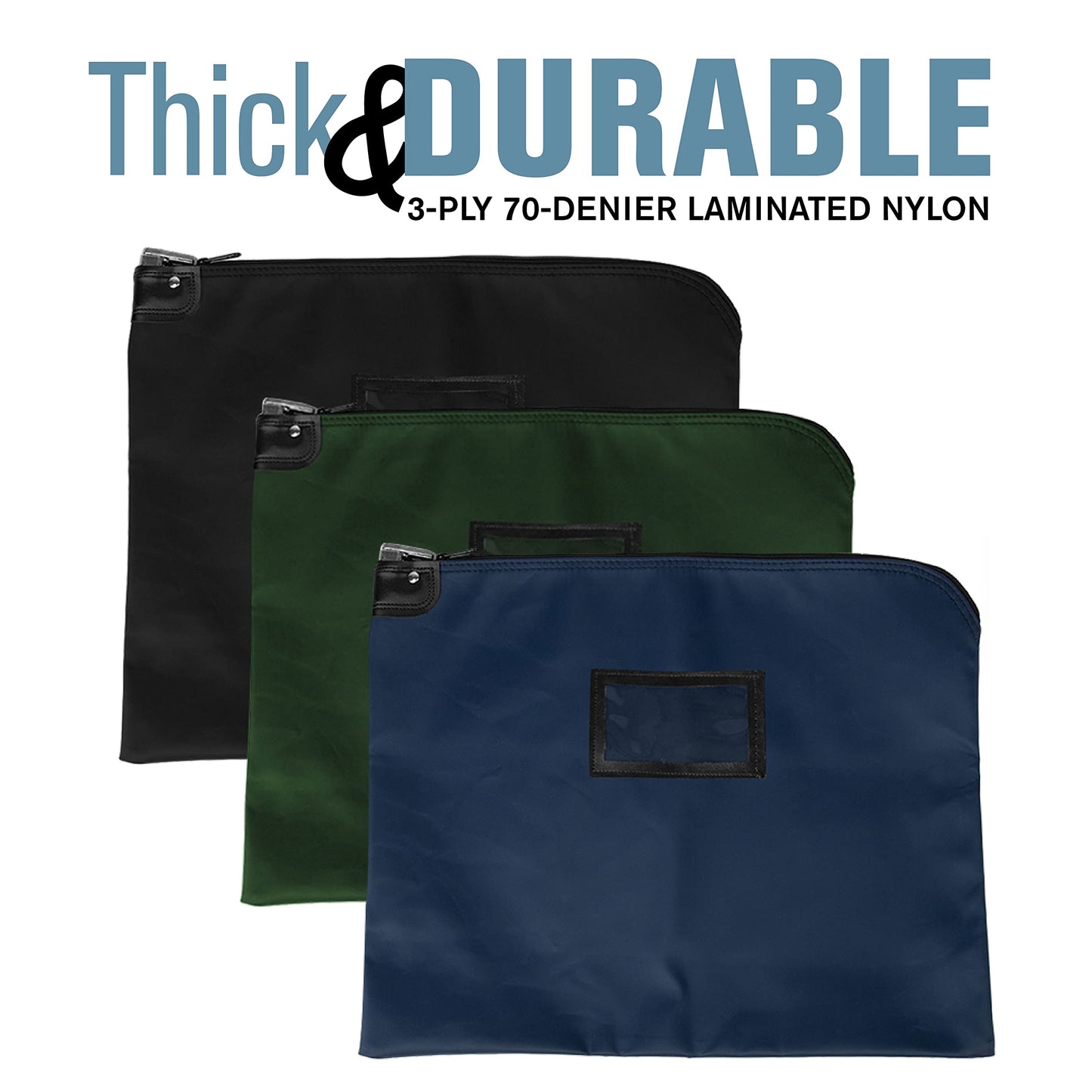 BankSupplies HIPAA Locking Courier Bag Navy Blue 19 Inches W by 15 Inches H Durable Laminated Nylon Metal Pop-Up Lock for Money Coins Checks and Documents