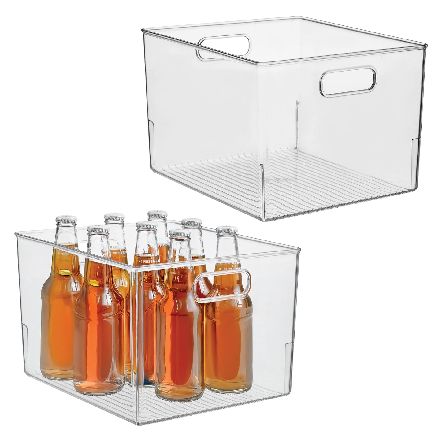 iDesign Storage Bin with Handles for Kitchen, Bathroom, or Home Office, Set of 2, Clear, Made in USA