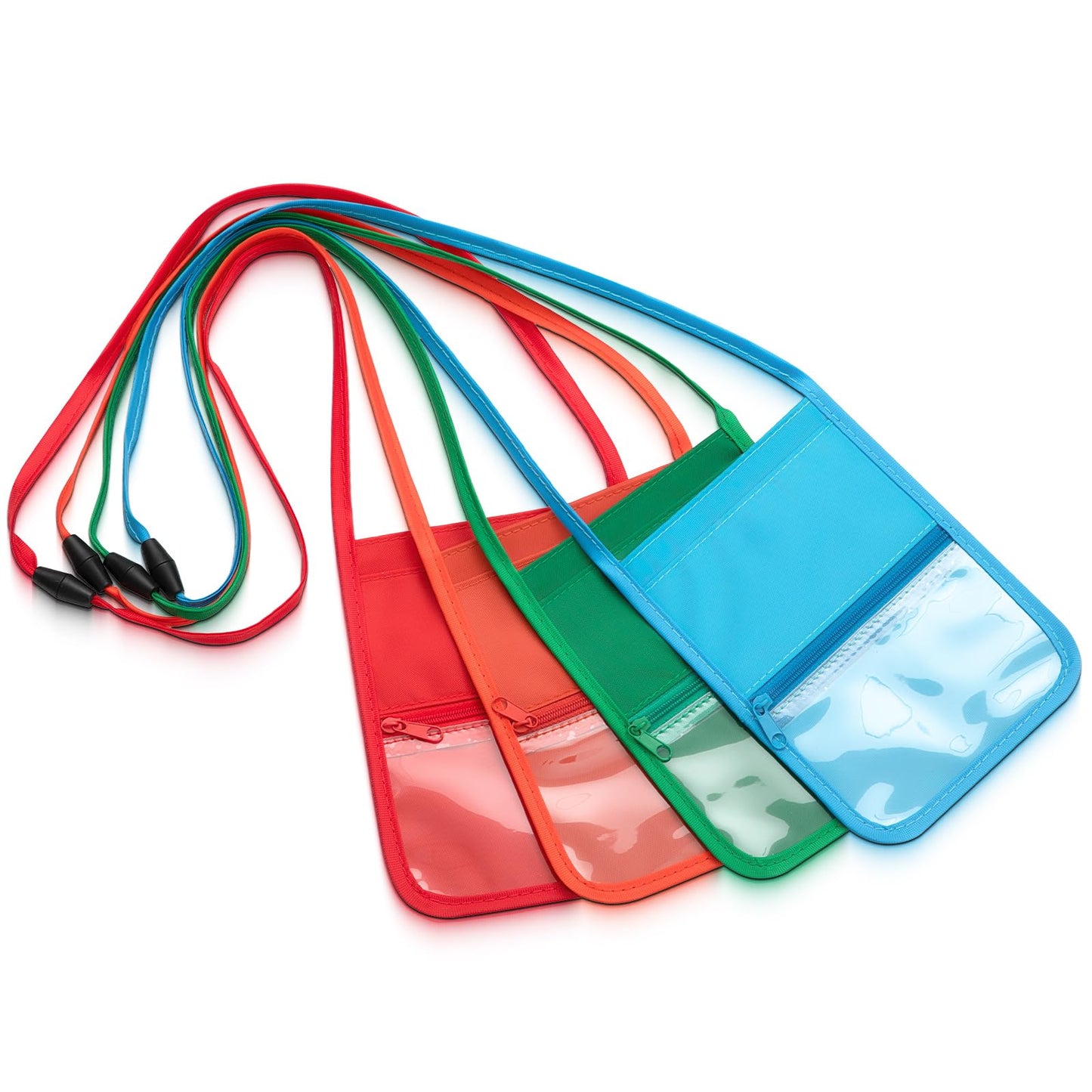Fullhawl 24 Pcs Neck Wallet Name Badge Holders with Lanyards Horizontal Clear Badge Holders Credential Neck Pouch with 3 Pockets Breakaway Clasp for VBS 2025 Travel Group (3.5 x 2.25 Inch)