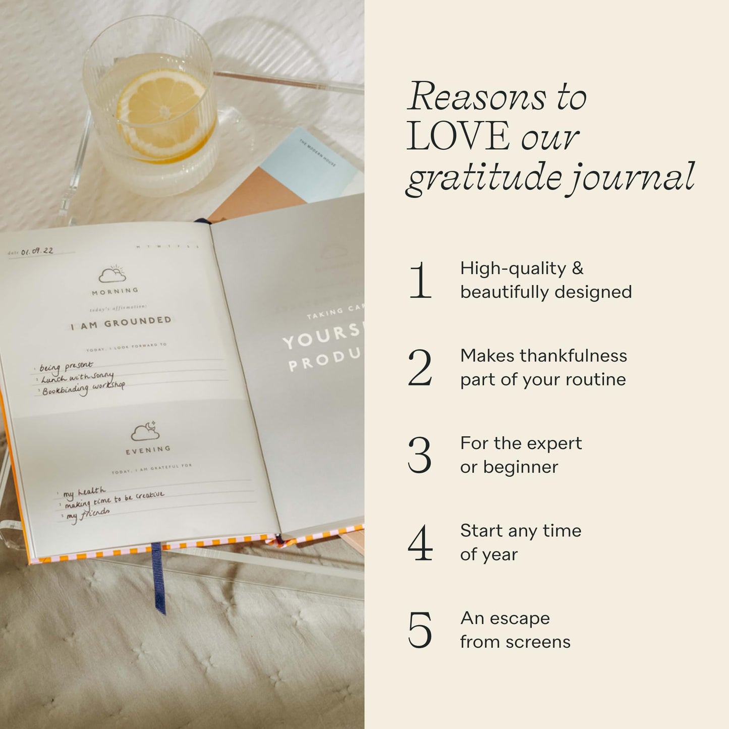 Papier Stay Grounded Gratitude Journal - Colorful Hardback | Daily Prompts, Activities & Monthly CheckIns | Undated Diary | For Affirmation, Reflection, Mindfulness & Meditation | Self Care Gift