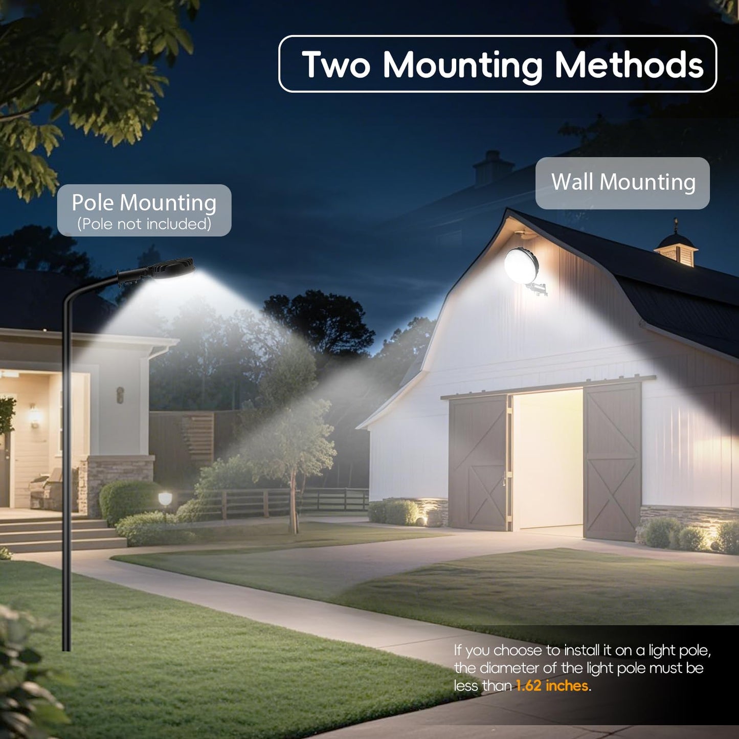 MOONTIP 150W 2 Pack LED Barn Light 20000LM Dusk to Dawn Outdoor Lighting with 150° Adjustable Photocell 6500K Daylight Yard Lights, IP66 Waterproof Area Street Light for Farmhouse Barns Warehouse