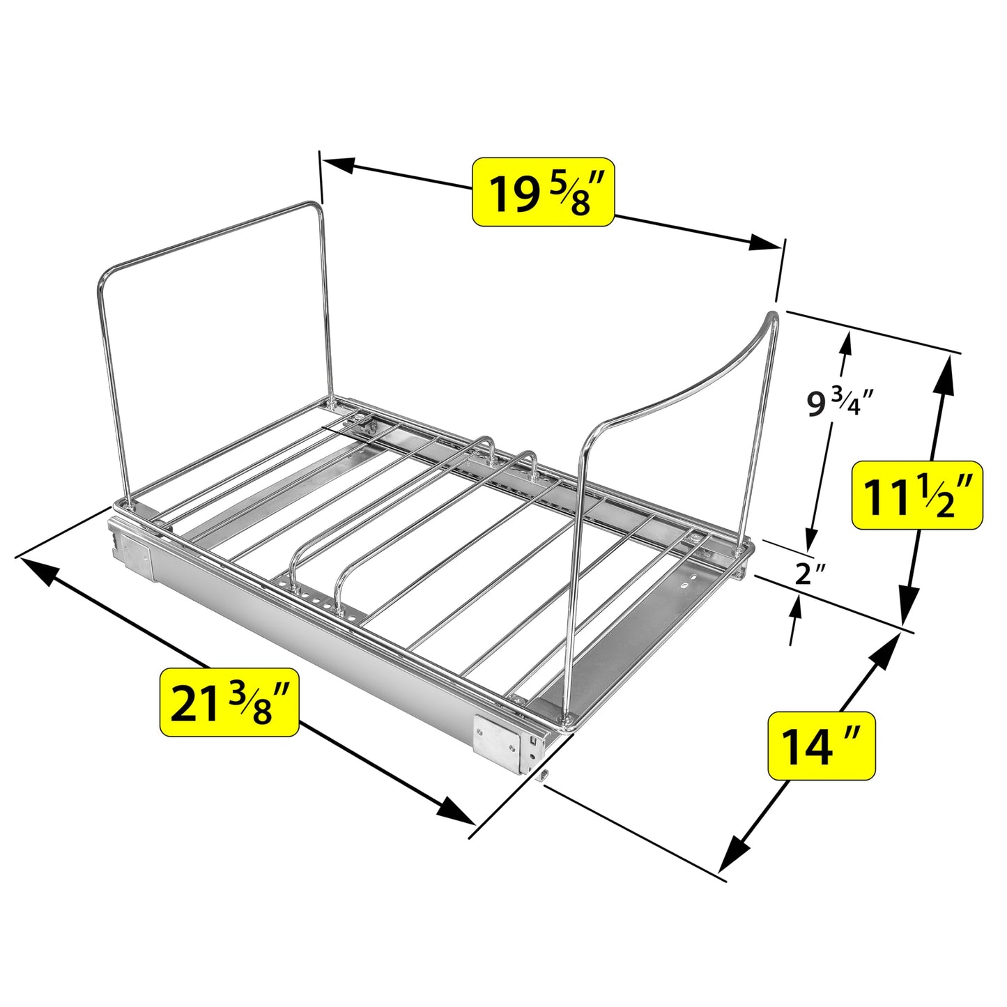 LYNK PROFESSIONAL® Double Pull Out Under Cabinet - Under Sink Slider - Slide Out Drawer - Sliding Pull Out for Kitchen Garbage Bin