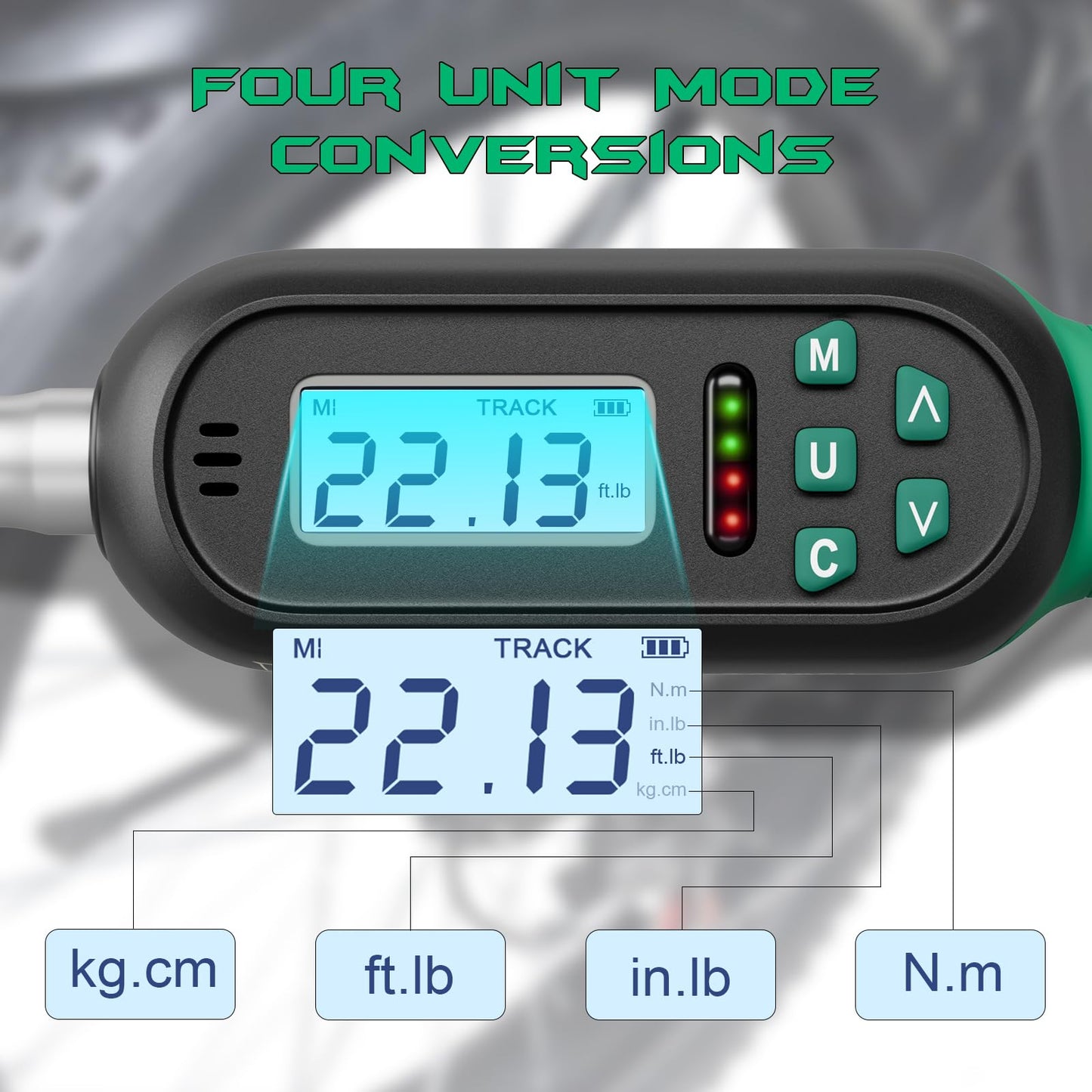 KOEORWS 1/4 Inch Drive Digital Torque Wrench, 1.11-22.13Ft.lb/1.5-30N.m, Small Electronic Torque Wrench with Preset Value, Buzzer & LED Indicator, 2% Accuracy for Bike, Bicycle