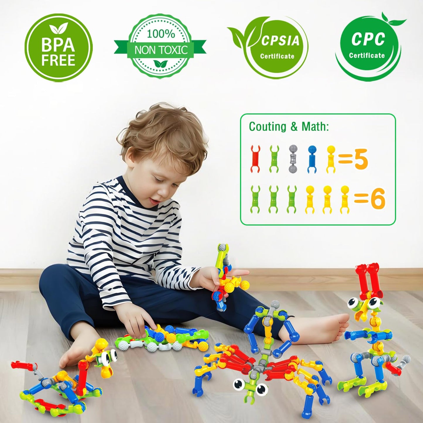 Caferria - STEM Building Blocks for 3 4 5 6 7 8 Year Old Birthday Gift 142 Pieces Building Toys for Preschool Classroom Educational Toy Building Sets