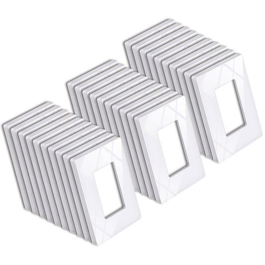 BESTTEN 30 Pack Screwless Decorator Wall Plate, USWP6 Snow White Series, Receptacle Outlet Cover, 1-Gang Light Switch Plate, H4.69” x W2.91”, UL Listed, Gloss