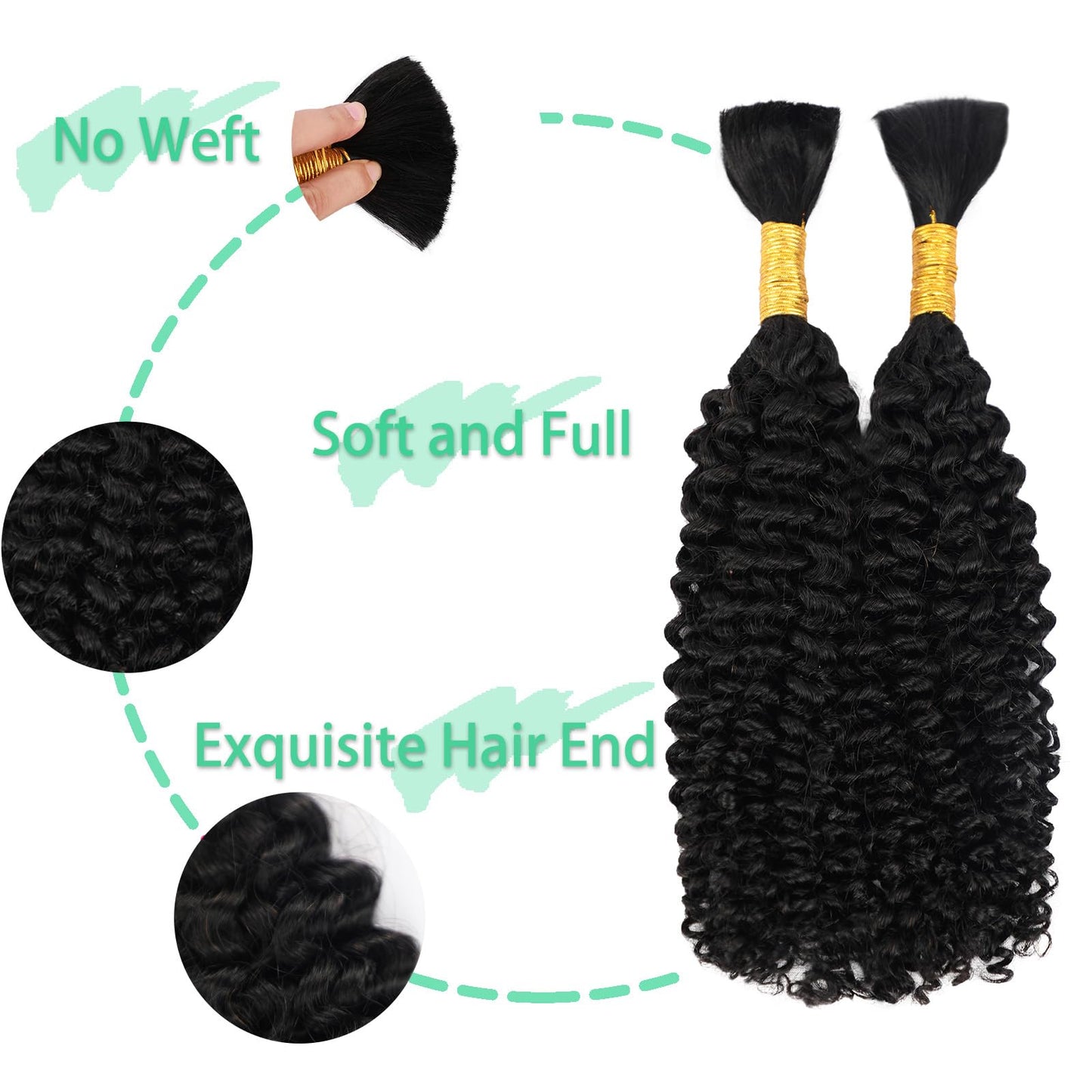 Human Braiding Hair for Boho Braids 18 Inch Curly Human Hair Braiding 12A Brazilian No Weft Hair Extensions for Bohemian Knotless Braids Bulk Human Hair for Braiding 2 Bundles 100g