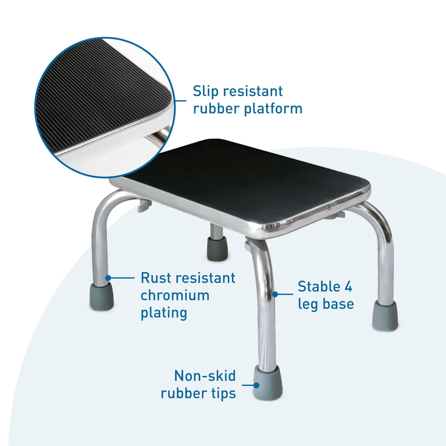 BodyMed Heavy-Duty Foot Step Stool with Non-Slip Rubber Platform for Seniors & Adults – Holds up to 300lbs, 9 ½ in. Step Up, 18”L x 11.5”W x 9.5”H