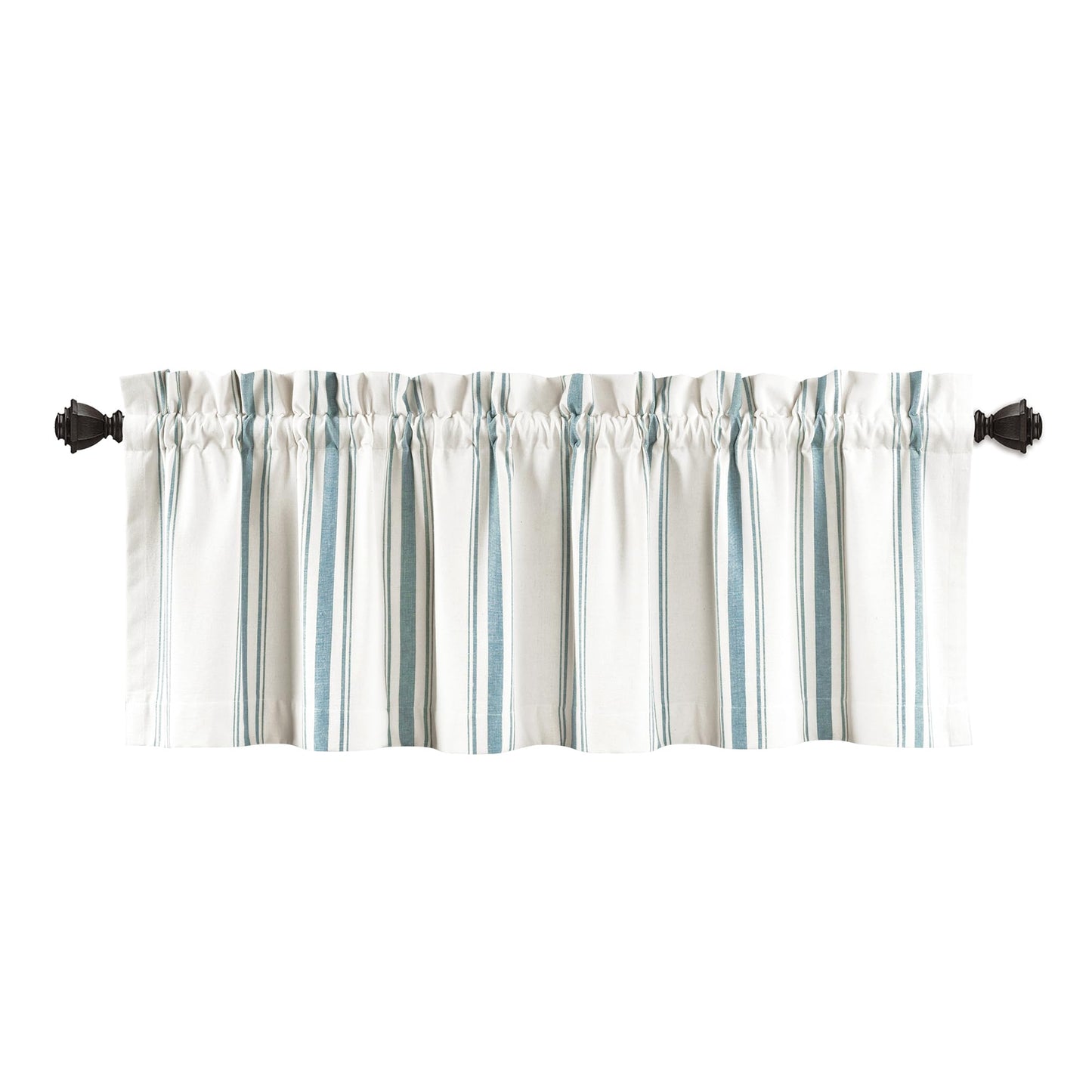 Lush Decor Farmhouse Stripe Yarn Dyed Recycled Cotton Window Curtain Valance, 18" L x 52" W, Blue - Classic Modern Rustic Charm - Eco Friendly Cotton Fabric