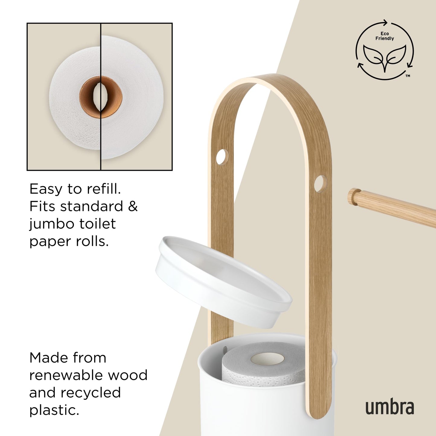 Umbra Bellwood Toilet Paper Stand Holder with Reserve Storage Compartment for 3 Rolls