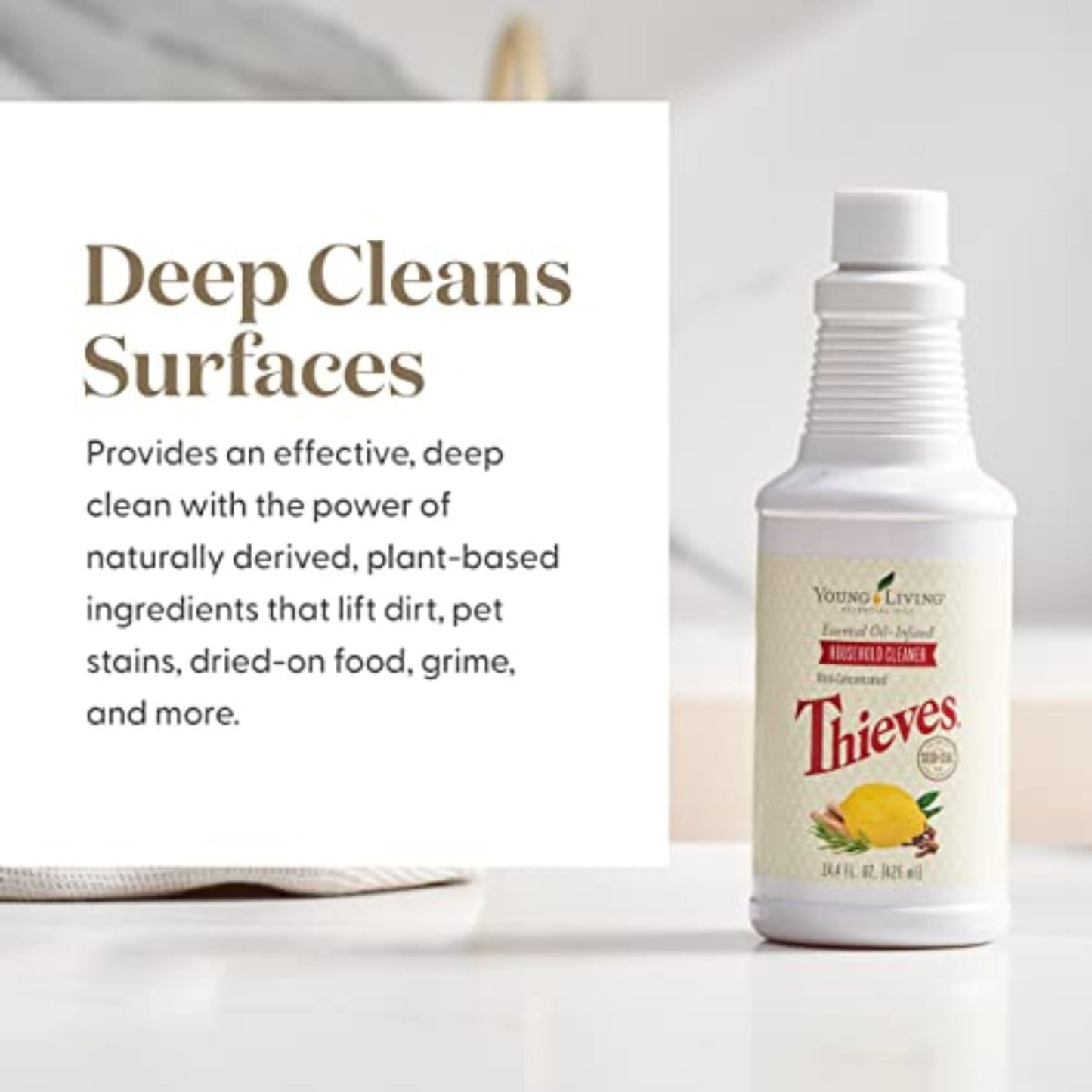 Young Living Thieves Household Cleaner 14.4 oz, Plant-Based All-Purpose Cleaner with Essential Oils, Safe for Floors, Mirrors, Carpets & Pet Areas