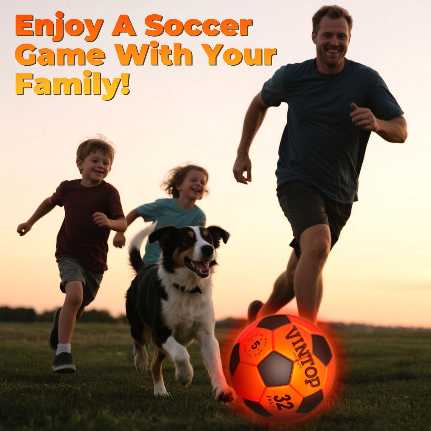 VINTOP Light Up Soccer Ball for Kids Glow in The Dark - No 5 with Pump, Sports and Outdoor Cool LED Light-Up Soccer Stuff, Gift Birthday Ideas for Boy, Girl, Teens