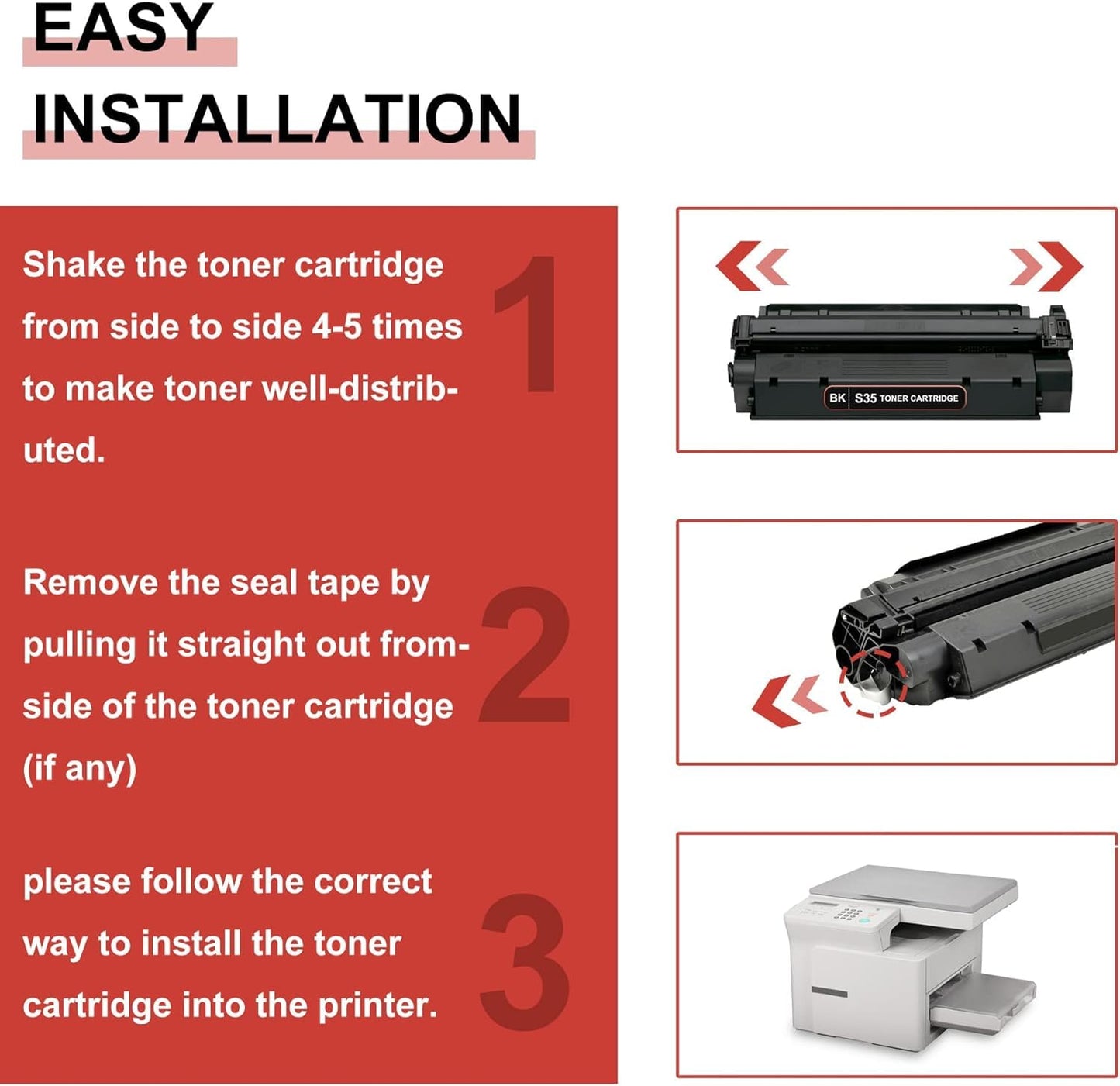 High Yield S35 Black Toner Cartridge (7833A001AA) 1-Pack: S35 Toner Cartridge Replacement for ImageCLASS D320 D340 FAXPHONE L170 L360 LaserClass 310 320 Printer