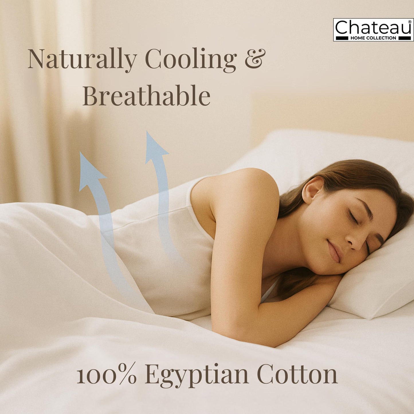 CHATEAU HOME COLLECTION Egyptian Cotton Sheets Queen Size Bed Set, 400 Thread Count Queen Sheet Set, Luxury Sateen Weave Bed Sheets with 15" Deep Pocket, Soft & Naturally Cooling White Bedding