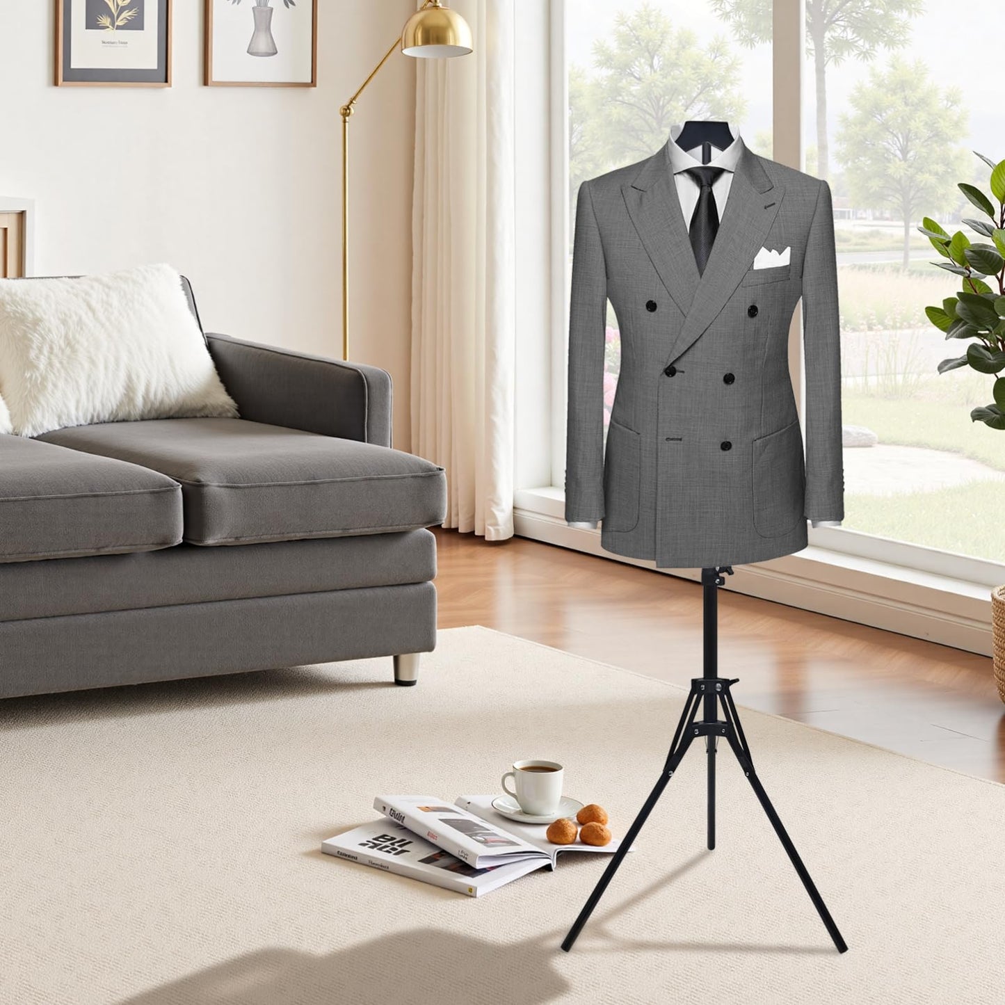 2 Pack Adjustable Shirt Display Stand 32-63 Inch, Foldable Metal Mannequin Torso Rack w Sturdy Tripod Base for Dress, Garment,Jacket Coat Portable Display for Retail Store,Vendors,Trade Shows,Home