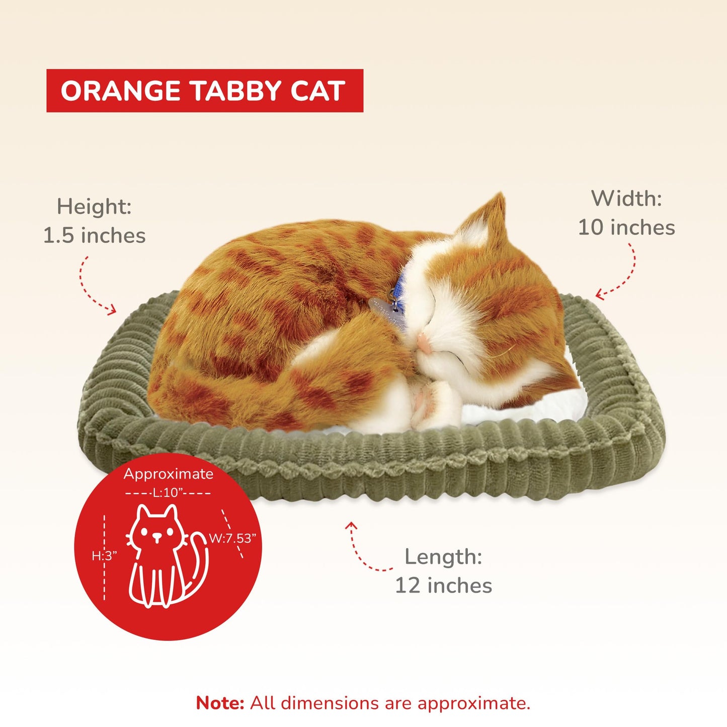 Perfect Petzzz - Original Petzzz Orange Tabby Cat, Realistic Lifelike Stuffed Interactive Pet Toy, Companion Pet with 100% Handcrafted Synthetic Fur