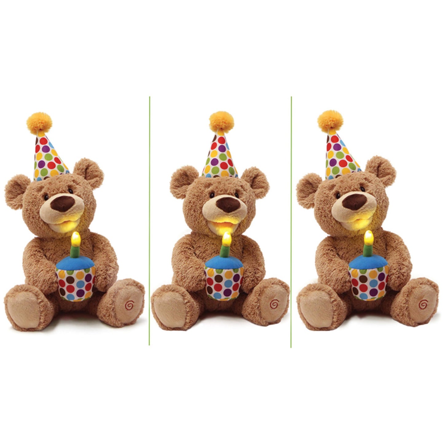 GUND Happy Birthday Teddy Bear Bear Animated Plush Toy, Glow-in-The-Dark Singing Stuffed Animal, Brown, 10”