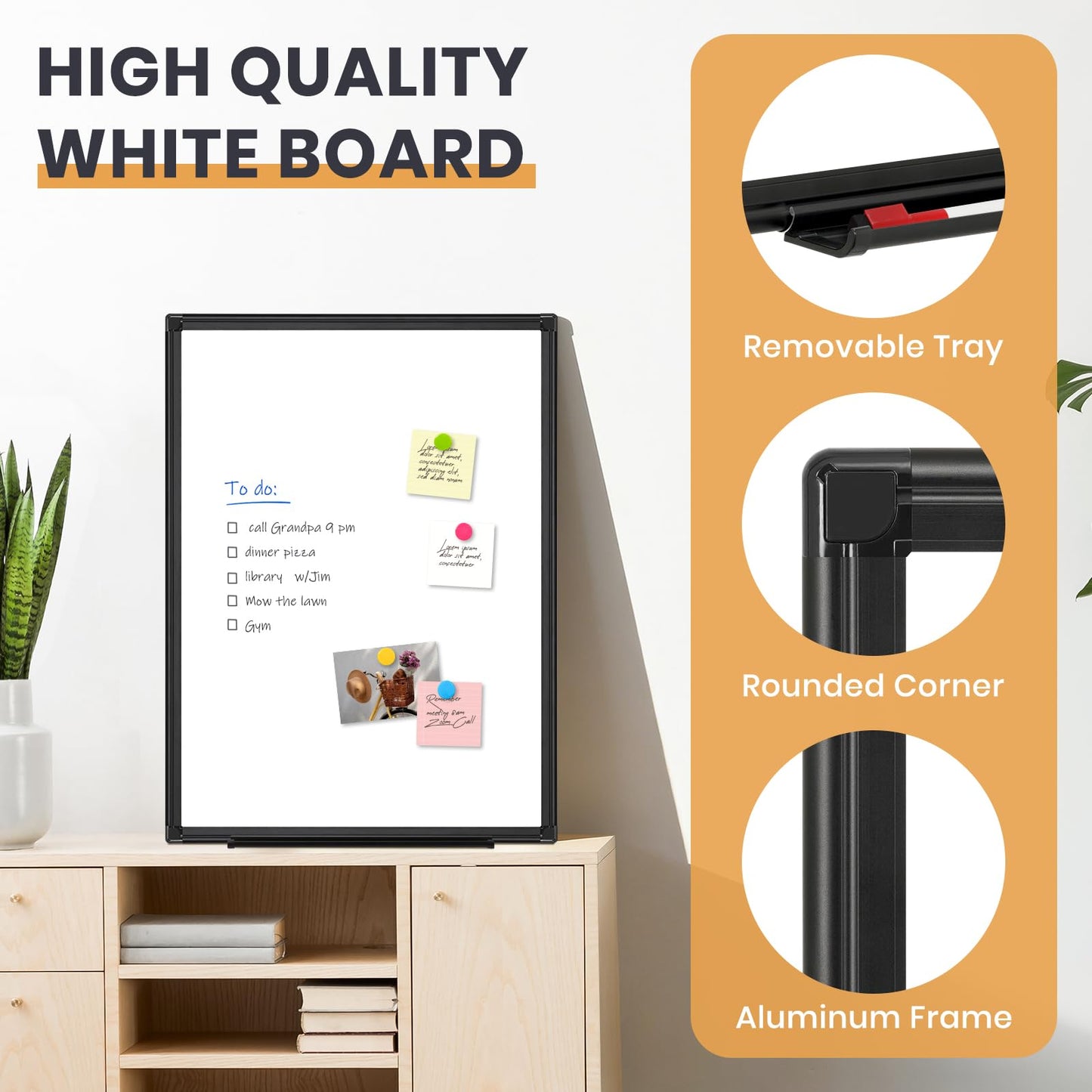 QUEENLINK Double Sided Magnetic White Board, 24"x18" Dry Erase Whiteboard for Wall with Aluminum Frame Presentation Board for School, Office and Home