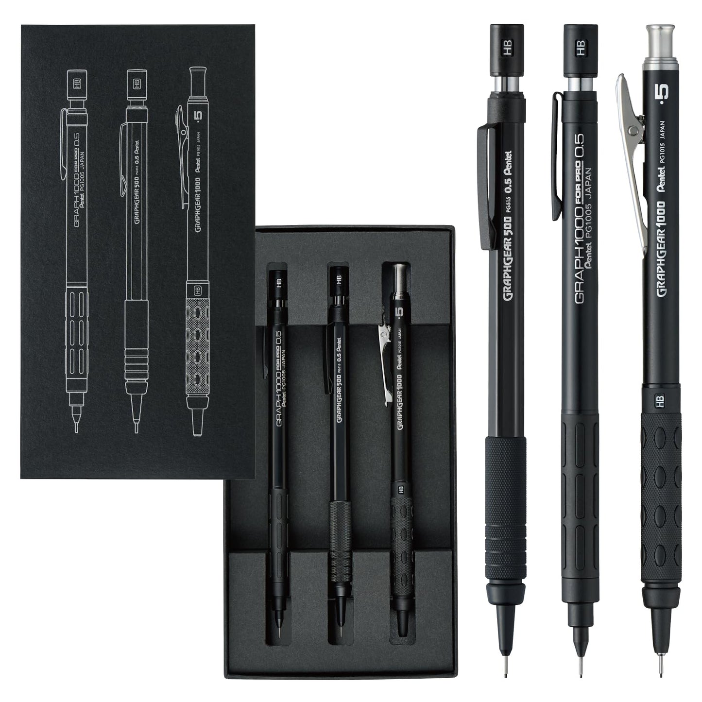 Pentel Mechanical Pencil for Drafting, Set of 3, 60th Anniversary Limited Edition 0.5 mm PGANAST