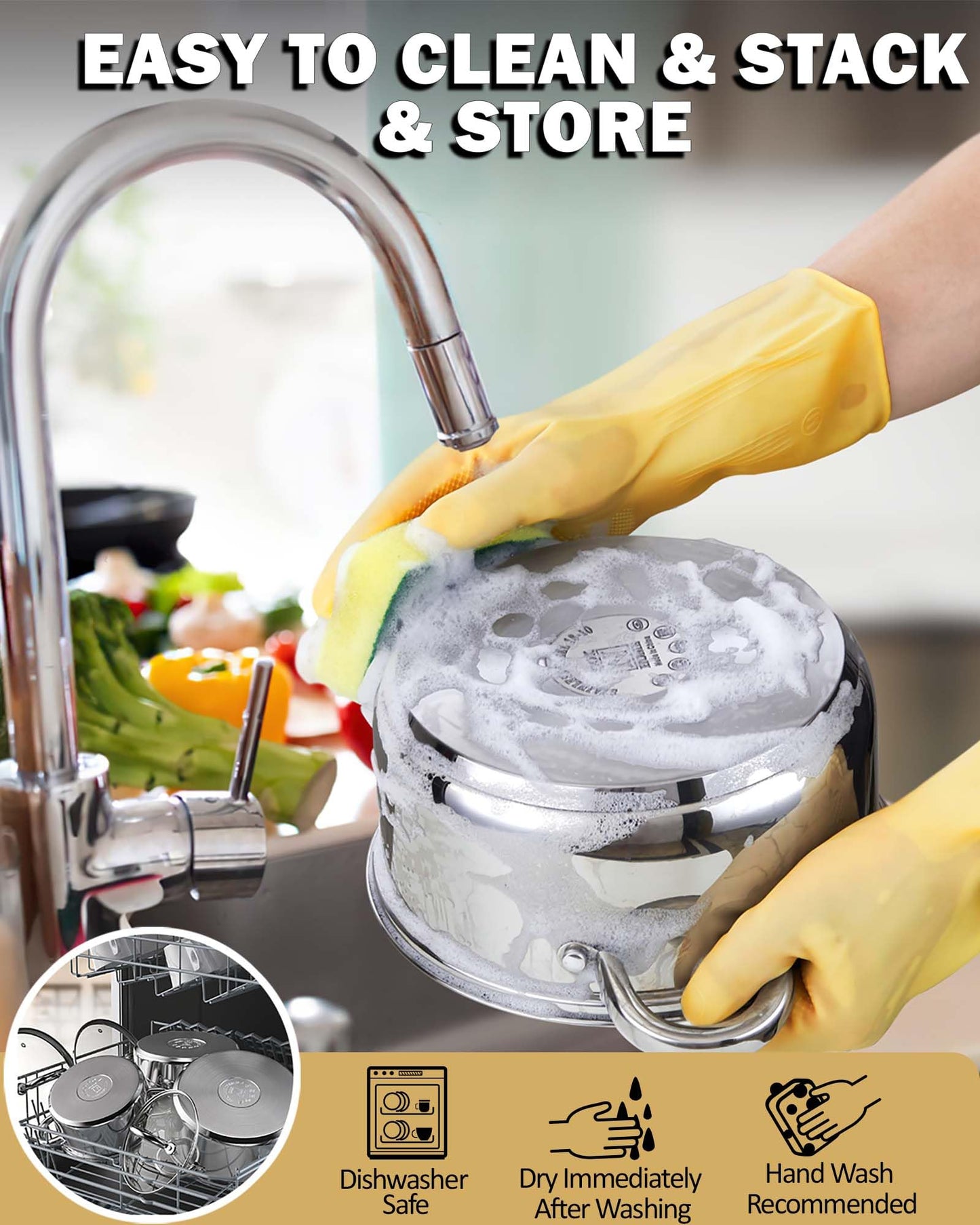 Cook N Home Basics 3 Quart Stainless Steel Stock Pot with Lid, Cooking Pot for Pasta, Soup, Sturdy Handle, Stockpot with Even Heating, Oven & Dishwasher Safe, Cookware for Canning, Boiling, Simmer