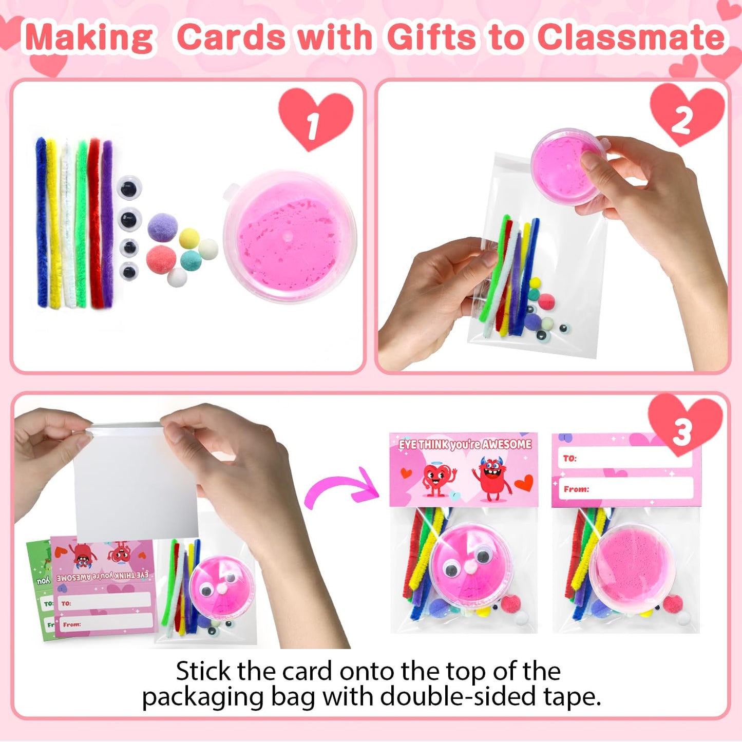 DEKWELL 24 Packs Valentines Day Cards for Kids School Classroom with DIY Air Dry Clay Bulk,Valentines Day Gifts for Kids Classroom Valentine Exchange Presents