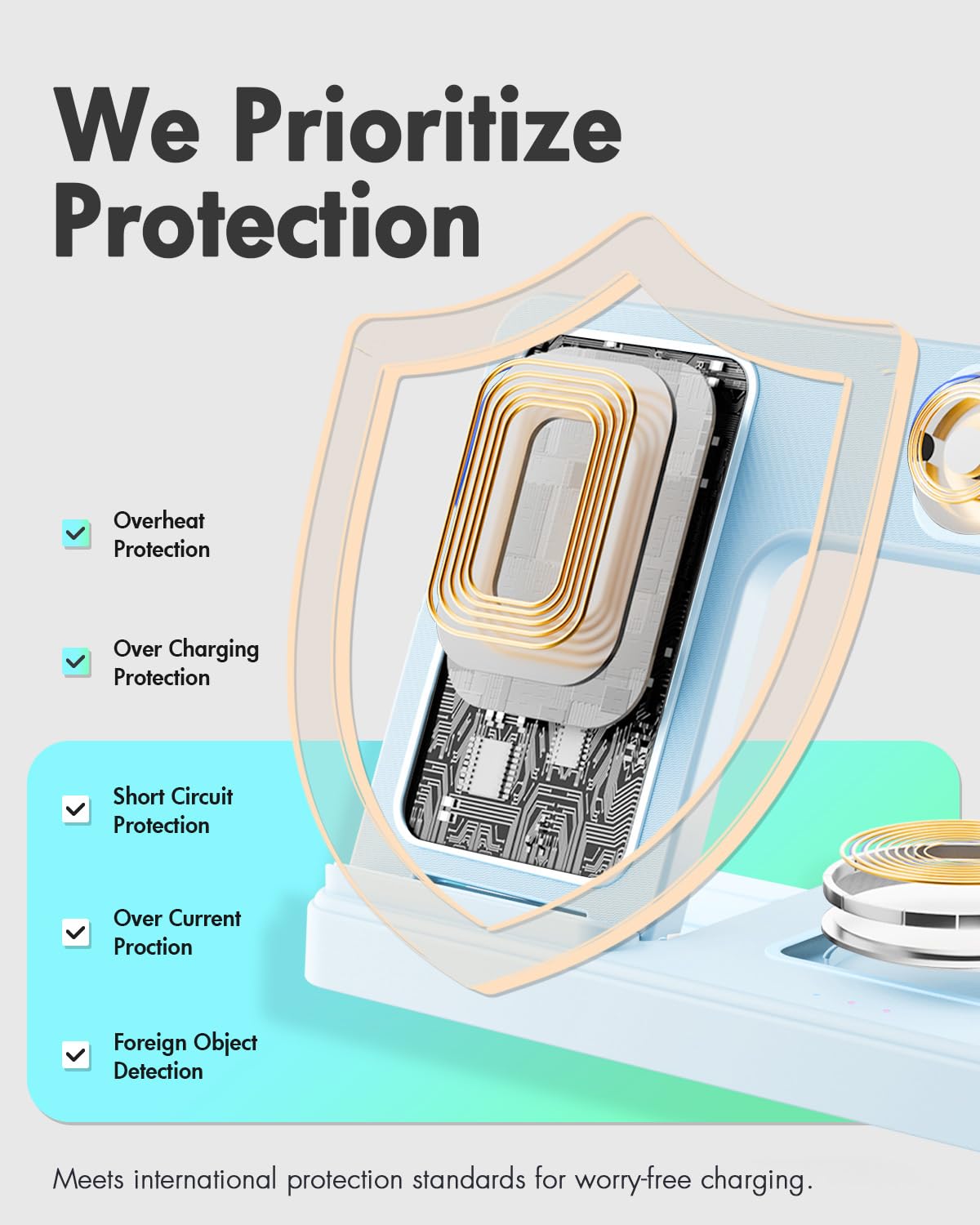 Wireless Charger Stand Charging Station: 3 in 1 Charger Multiple Devices for Apple iPhone 16e 16 15 14 Pro Max 13 12 11 for Watch 10 9 8 7 6 5 4 3 2 SE and Ultra Series for Airpods 4 3 2 Pro,Blue