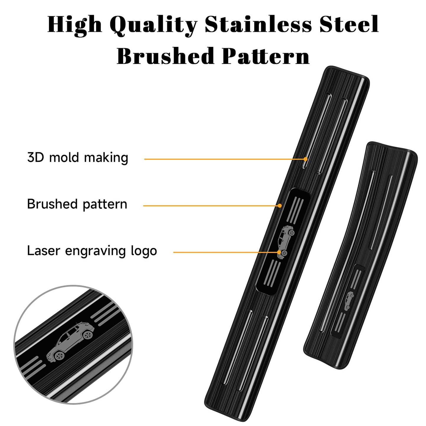 PeakPurit 4PCS Car Door Edge Guards Door Sill Protector for Jeep 2017-2026 Compass Accessories Black Brushed Stainless Steel Material Car Door Threshold Protection
