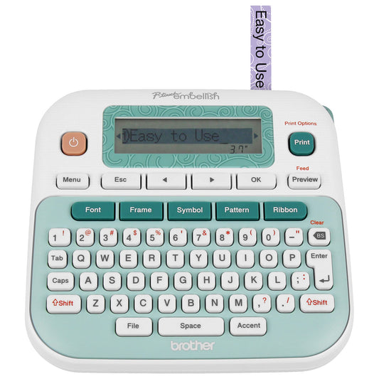 Brother P-Touch Embellish Ribbon & Tape Printer PT-D215e,White