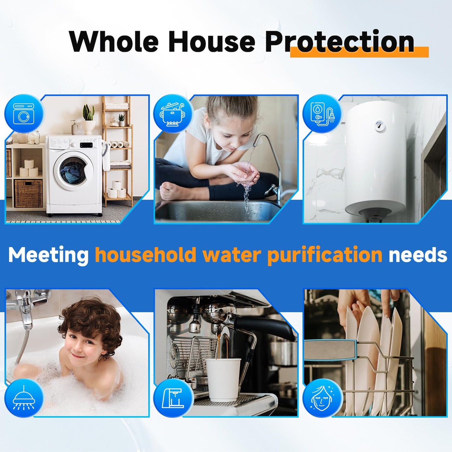 PUREPLUS Whole House Water Filter Housing, 10"x4.5" Universal Housing, Pre-Filtration System, with Pressure Gauge, 1" NPT
