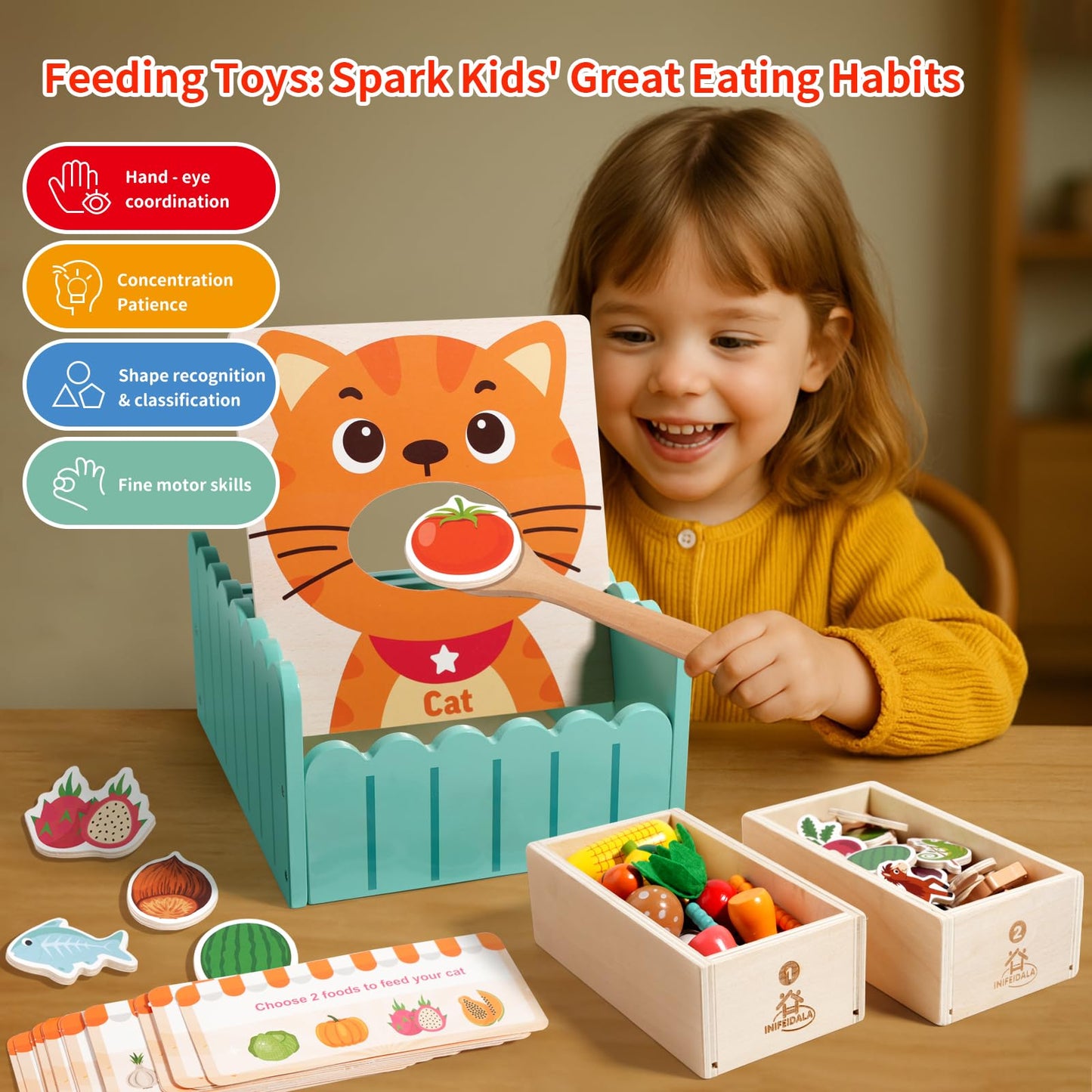 Toddlers Montessori Wooden Educational Toys for 2 3 4 Year Old | Birthday Gifts for Boys & Girls,Preschool Learning Toys for Speech Therapy & Fine Motor Skills Development