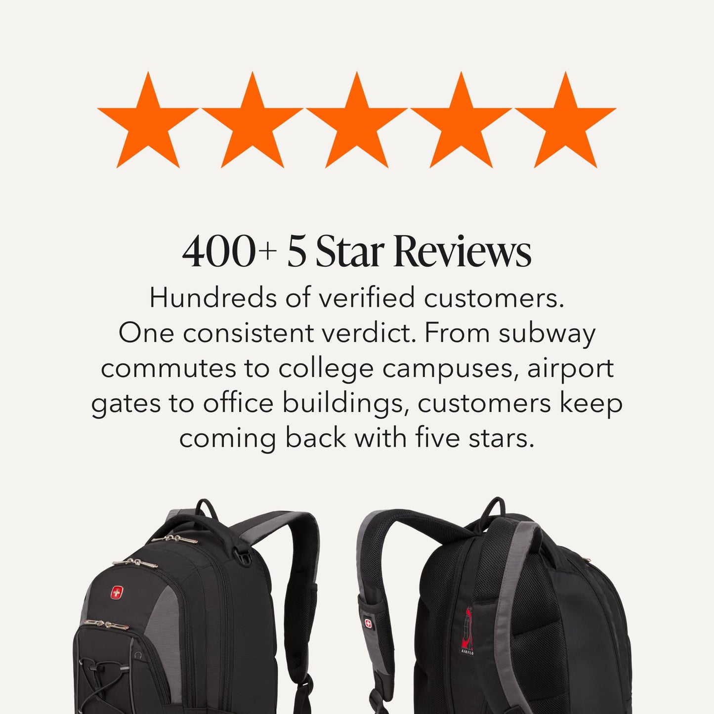 SwissGear 1186 Bungee Backpack, Black/Grey, 17-Inch