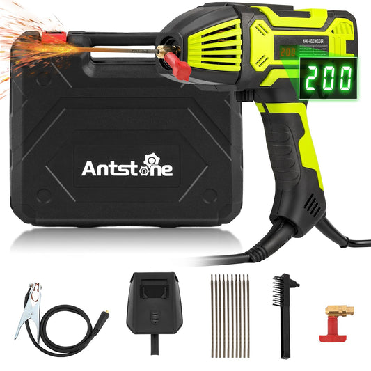 Antstone 2024 Upgraded Welding Machine Handheld 20-200A 110V Portable ARC Stick Welder Gun with Current Adjustment Digital Display IGBT Inverter with Welding Tool Set for 1/16"-1/8" Welding Rod Gift