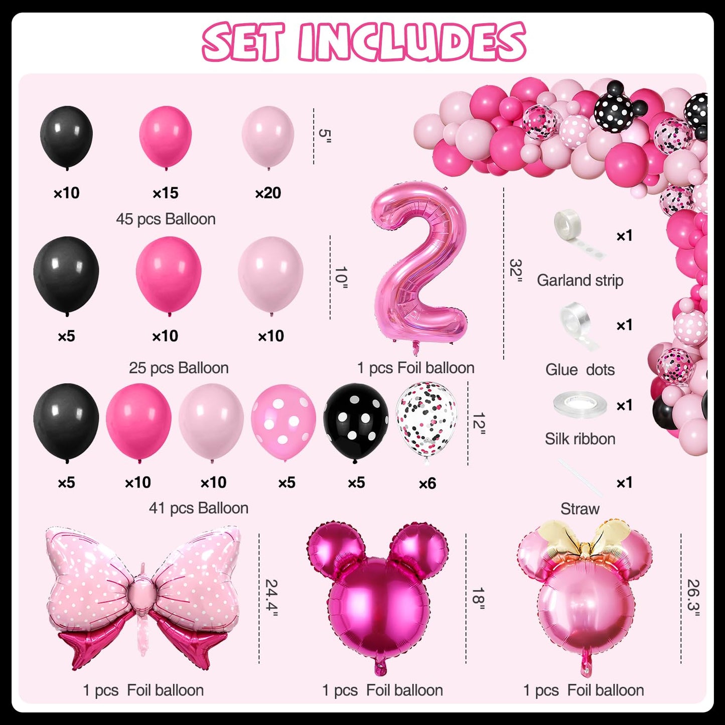 Oh Twodles Birthday Party Supplies Girl, 2nd Birthday Decorations for Girl, 150 Pcs 2 Year Old Party Decorations