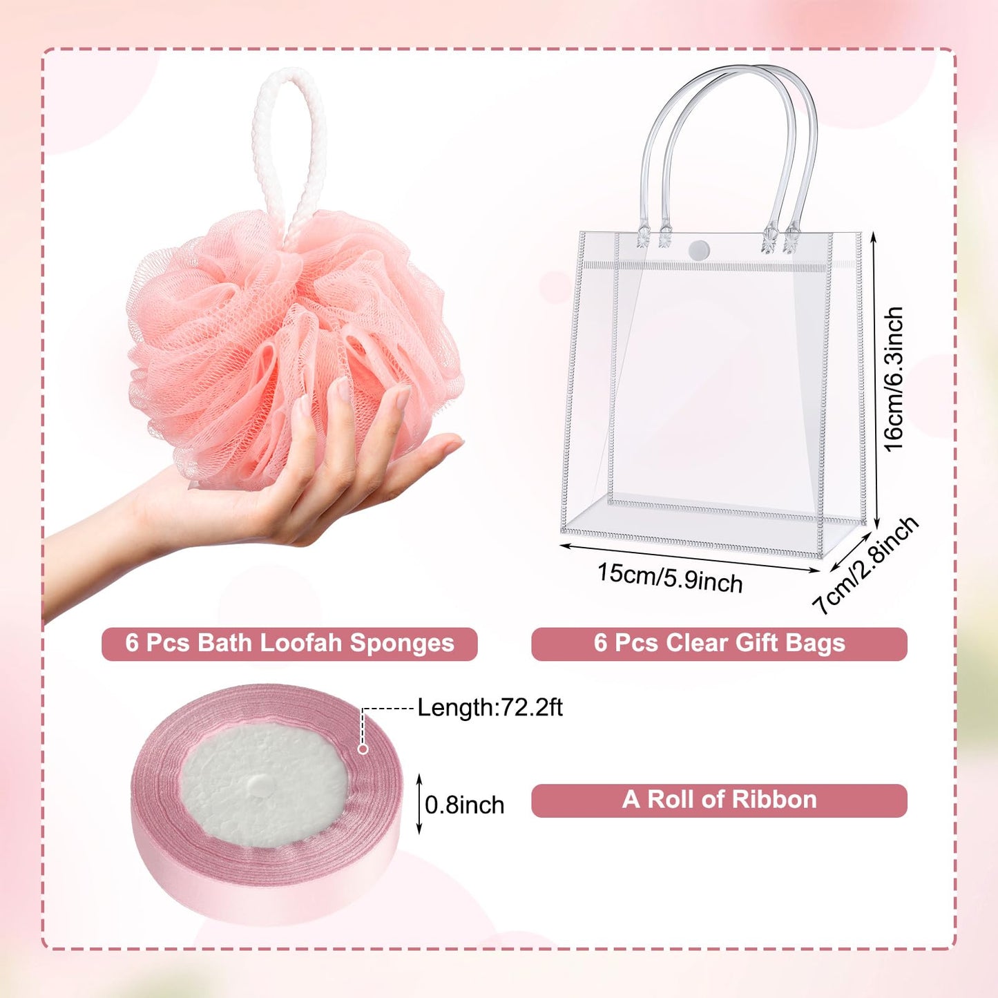 6 Sets Baby Shower Game Prizes for Winners Baby Shower Favors Gifts Include Lip Balms Hand Creams Body Lotions Bath Loofah Sponges Gift Bags