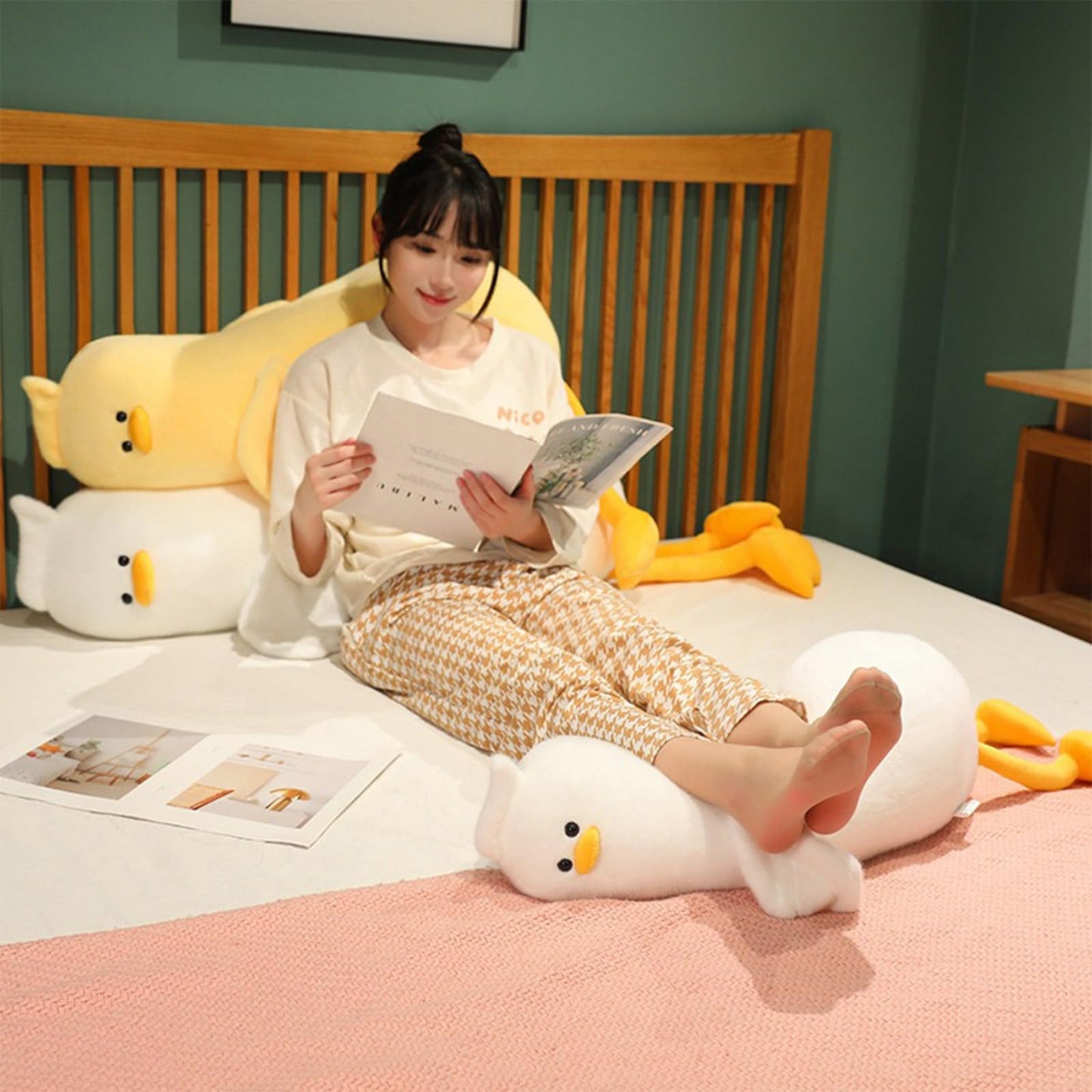 PEACH CAT Long Duck Plush Pillow Cute Duck Stuffed Animal Toy Gift for Girls Boys Yellow 32.2"