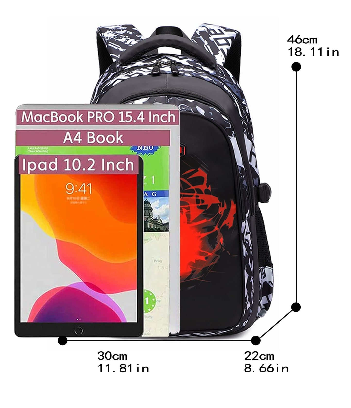 Asge Backpack for School Boys Backpacks for Kids Camo Bookbag for Middle School Bags Waterproof Travel Back Pack