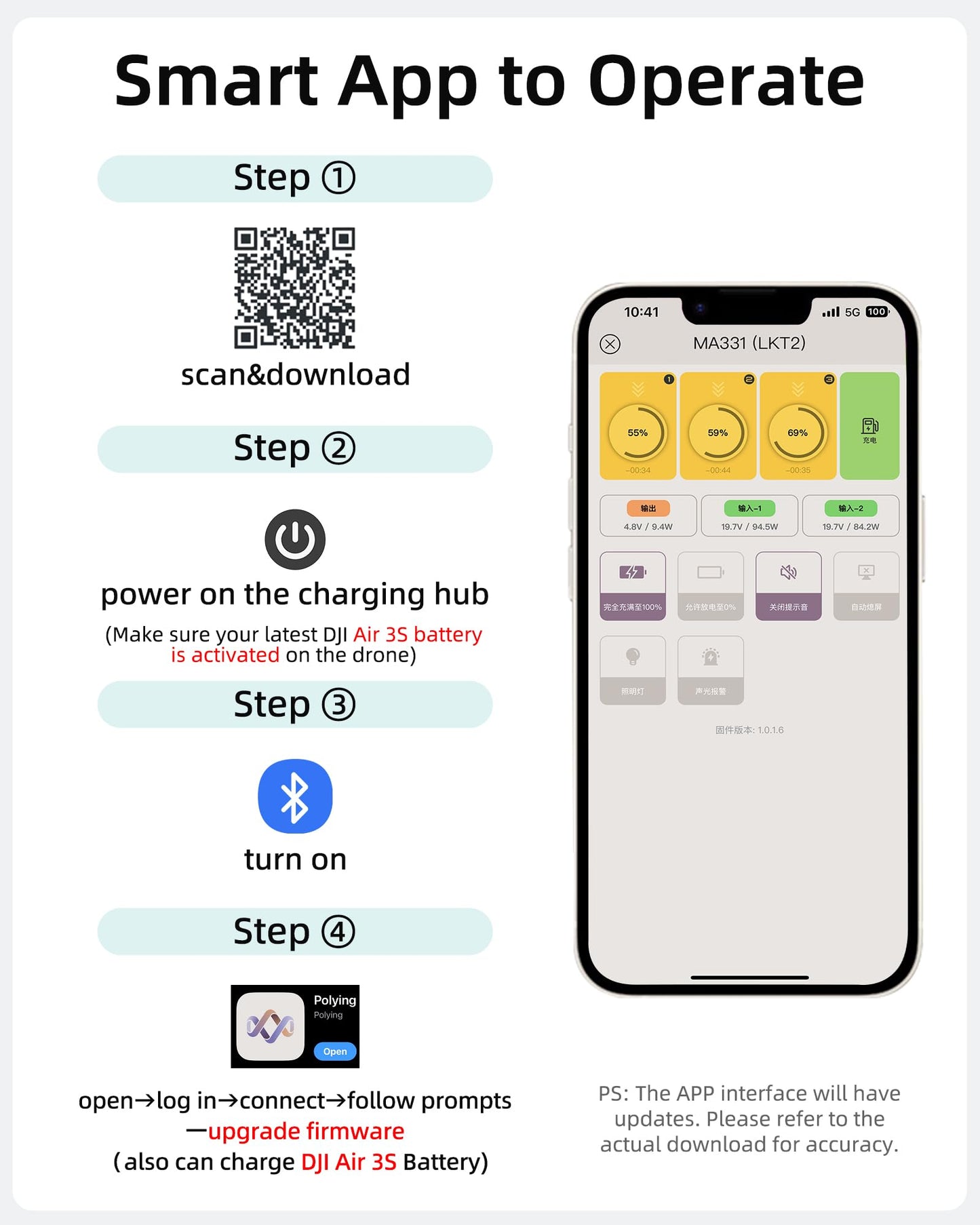 LKTOP 200W Air 3/Air 3S Battery Fast Charger Hub for DJI/Specta Air3 Series Drone Parallel USB-C Power Adapter with Collect Balance Battery Level/Fast Charging/Storage/LED/Alarm Mode, LCD Display
