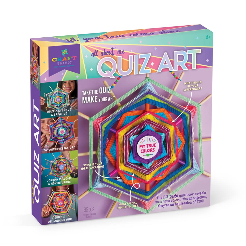 Craft-Tastic – All About Me Quiz Art – Craft Kit – Answer Fun Questions to Make a Personalized Piece of Art – Ages 8+