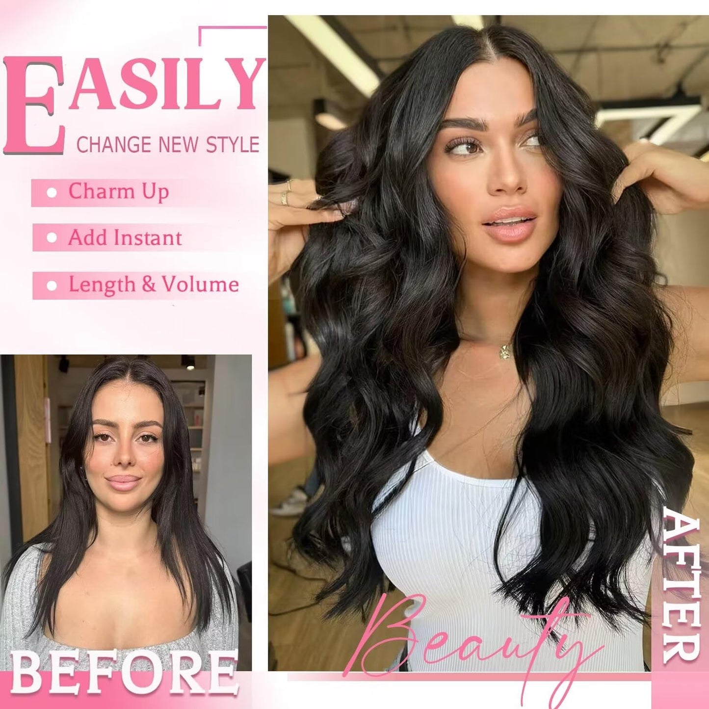 Tebelove Clip in Hair Extensions Real Human Hair 3.6oz/100g Clip ins 100% Brazilian Remy Human Hair Extension for Women 8pcs Per Set with 18 Clips Double Weft (16 Inch #2 Dark Brown)