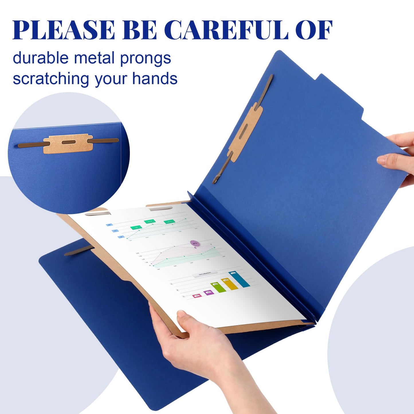 Skyygemm 24 Pcs Classification Folders Letter Size, 1 Divider Pressboard File Folder with Fasteners, Expanding File Organizer Bulk for School Teachers, Office Employee, Coworker, Staff (Dark Blue)